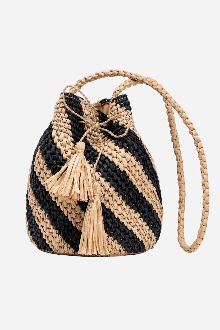 Color Block Woven Shoulder Bag