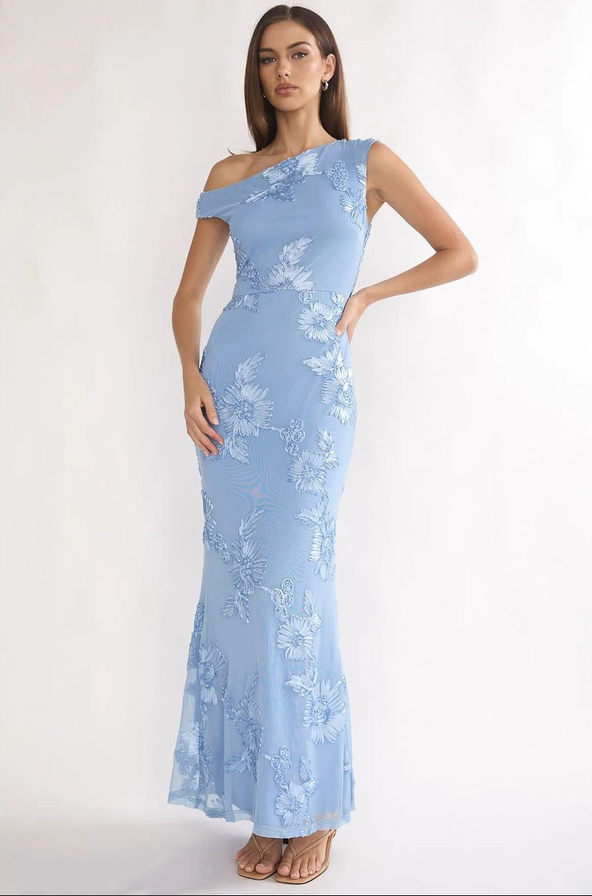 Asymmetrical One Shoulder Floral Maxi Dress