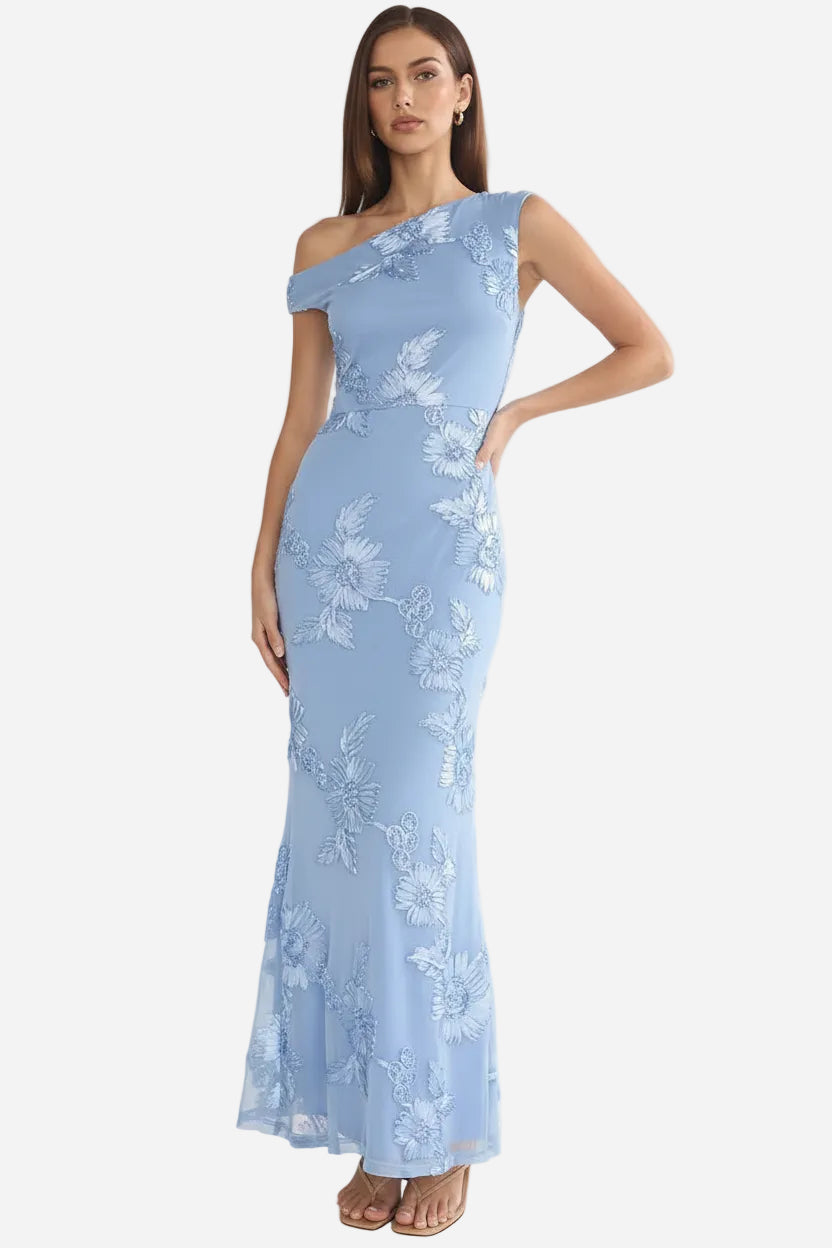 Asymmetrical One Shoulder Floral Maxi Dress