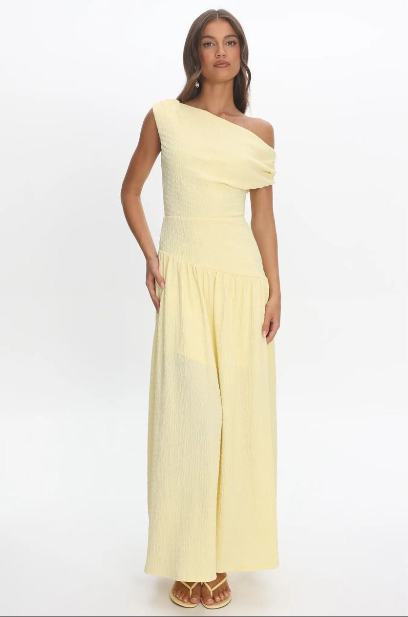 One Shoulder Ruched Maxi Dress