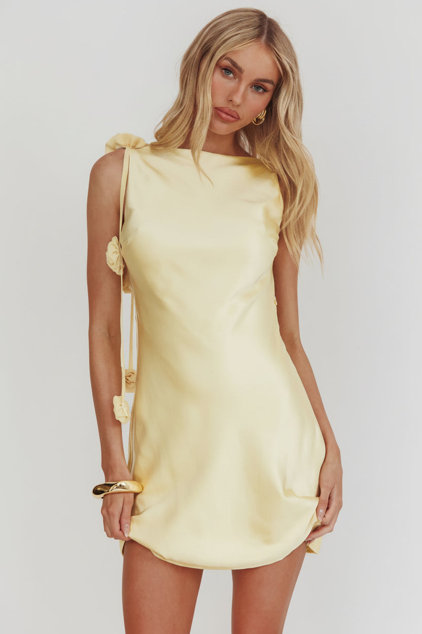 Summer Satin Dress - Yellow M Summer Satin Dress - Yellow M