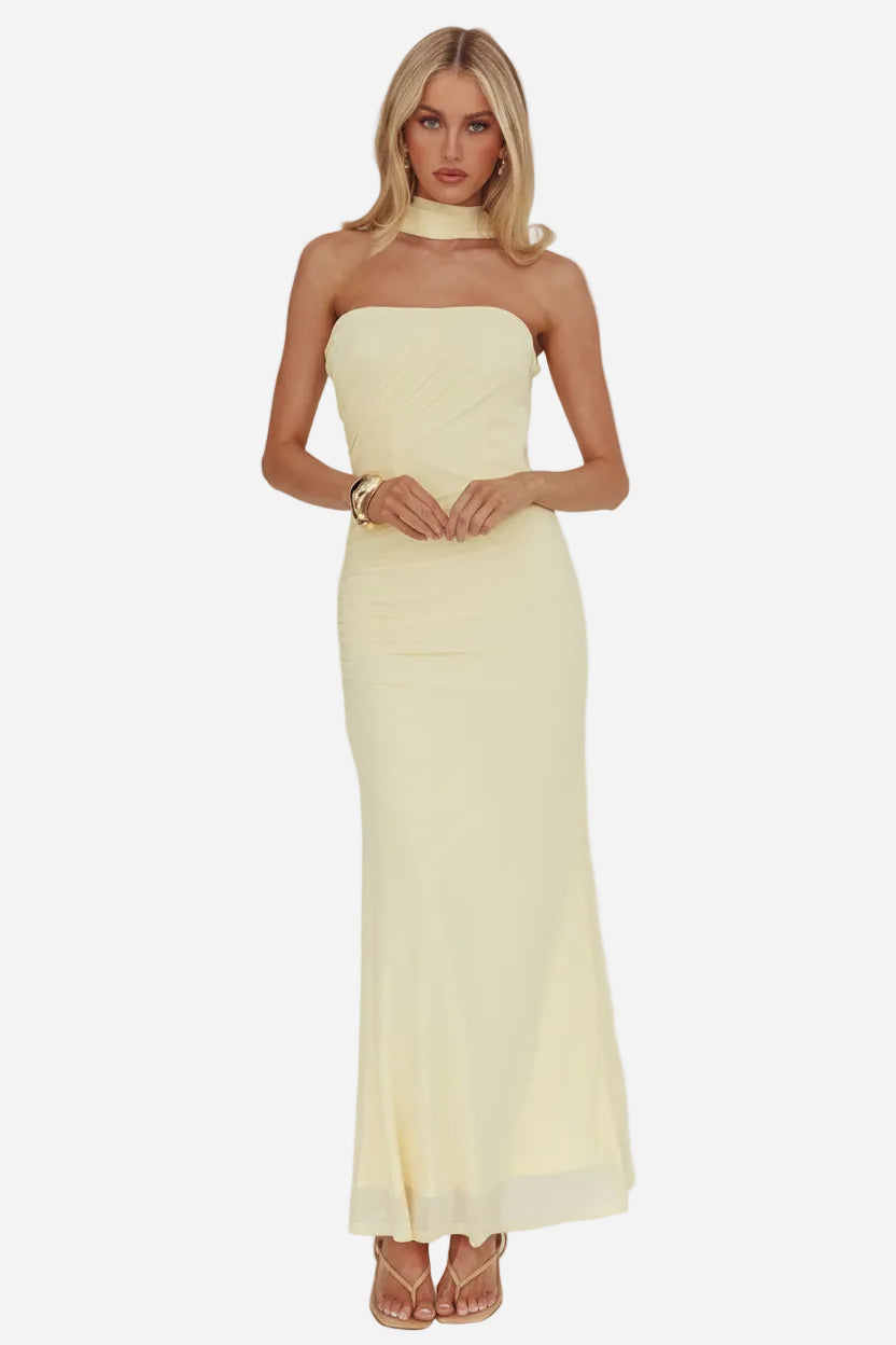 strapless chiffon maxi dress Strapless Chiffon Maxi Dress L