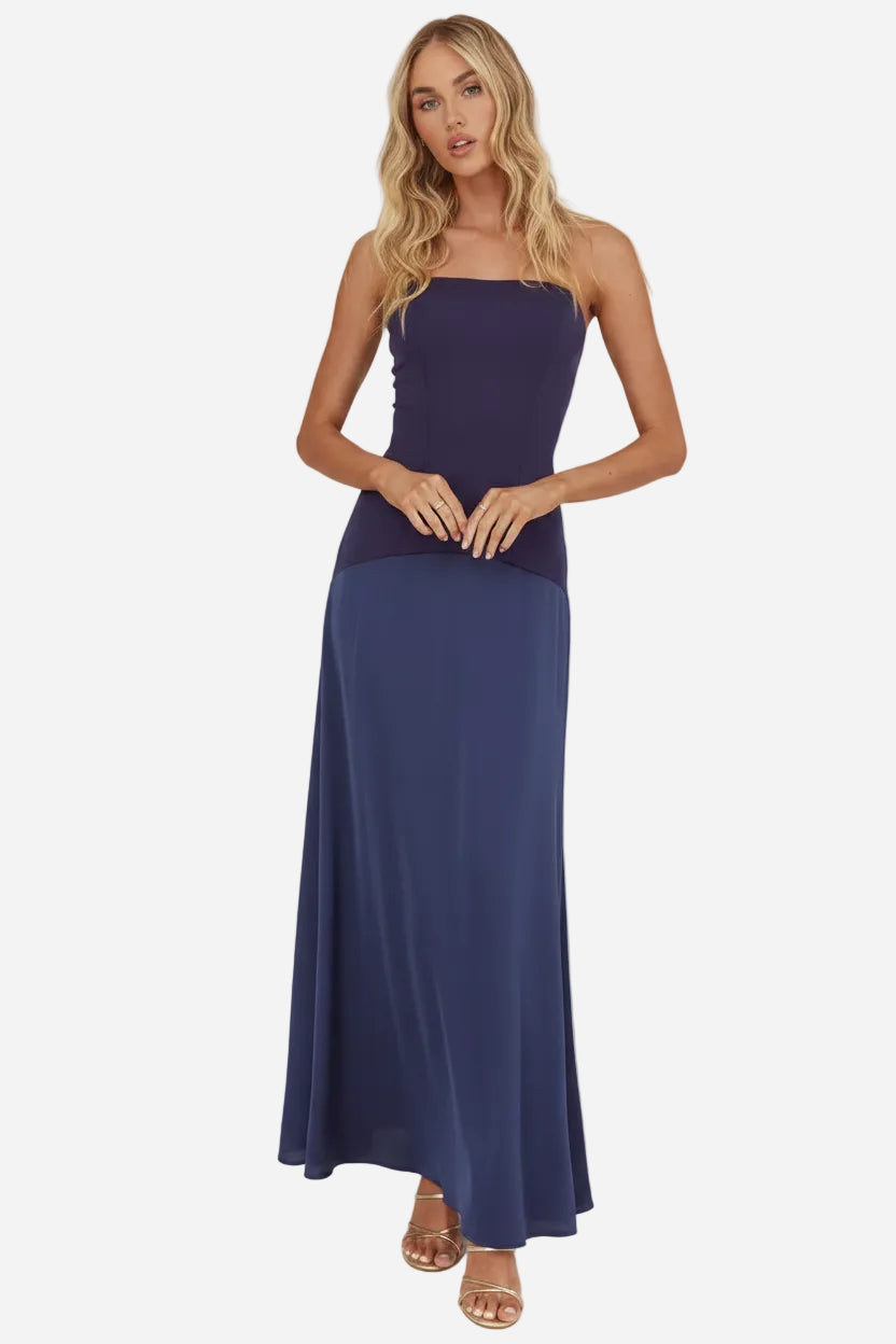 Navy Strapless Maxi Dress
