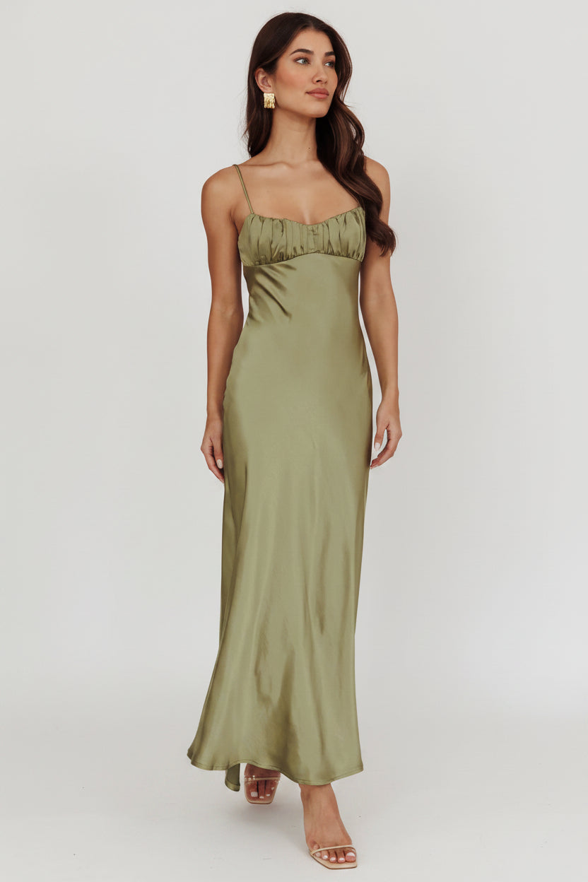 Twist Back Satin Maxi Dress