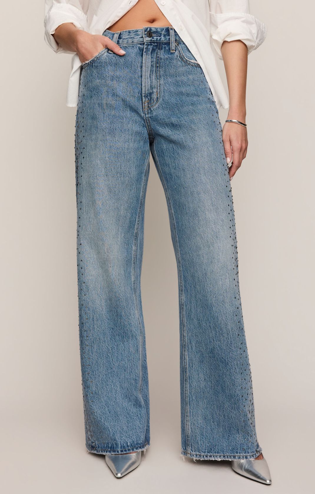 Z Supply - The Head Turner High Rise Wide Leg Jeans - Glimmer