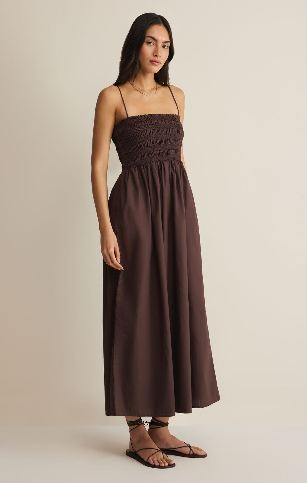 Z Supply Cornelia Poplin Maxi Dress - Chocolate Cherry