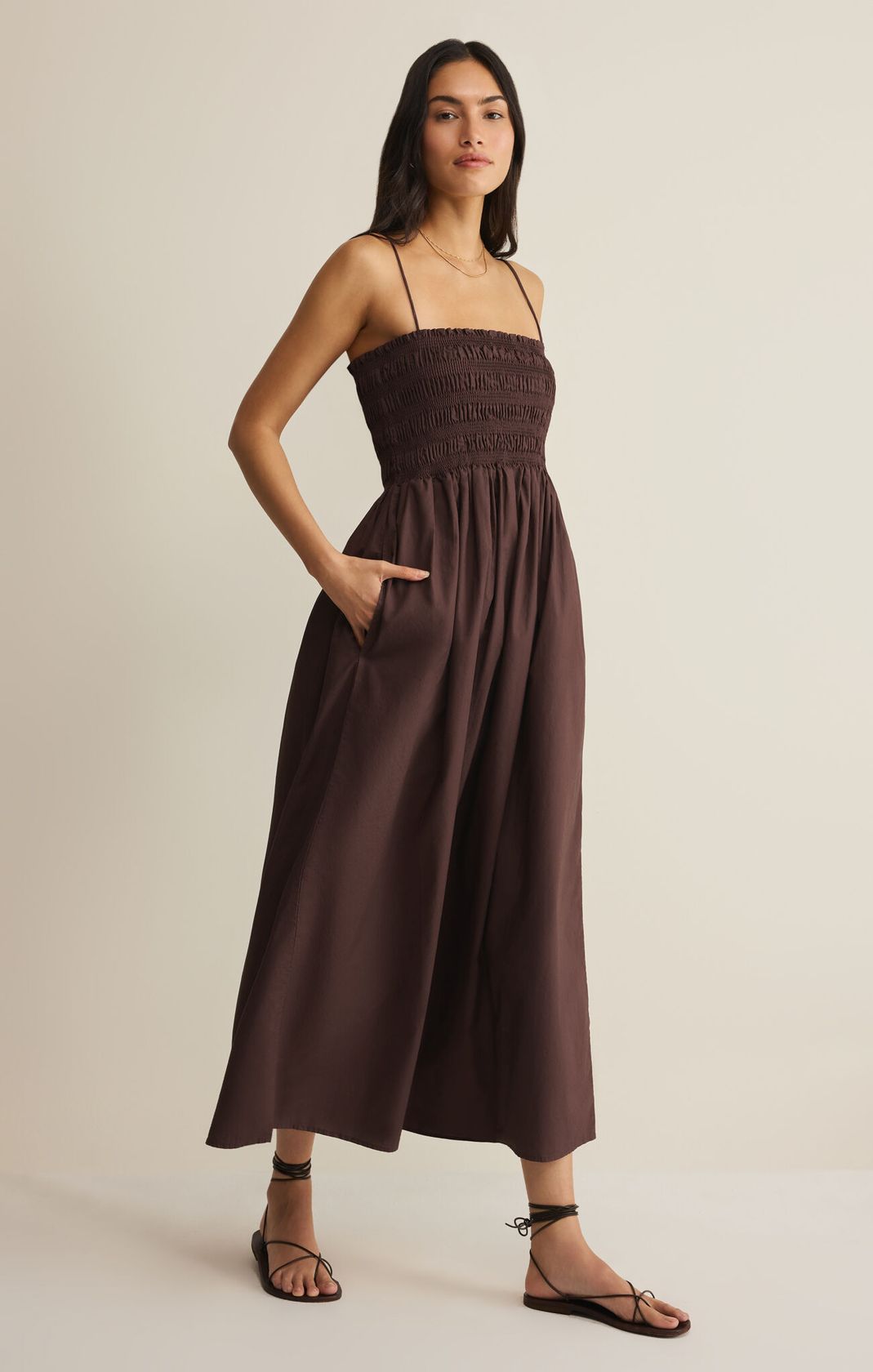 Z Supply Cornelia Poplin Maxi Dress - Chocolate Cherry
