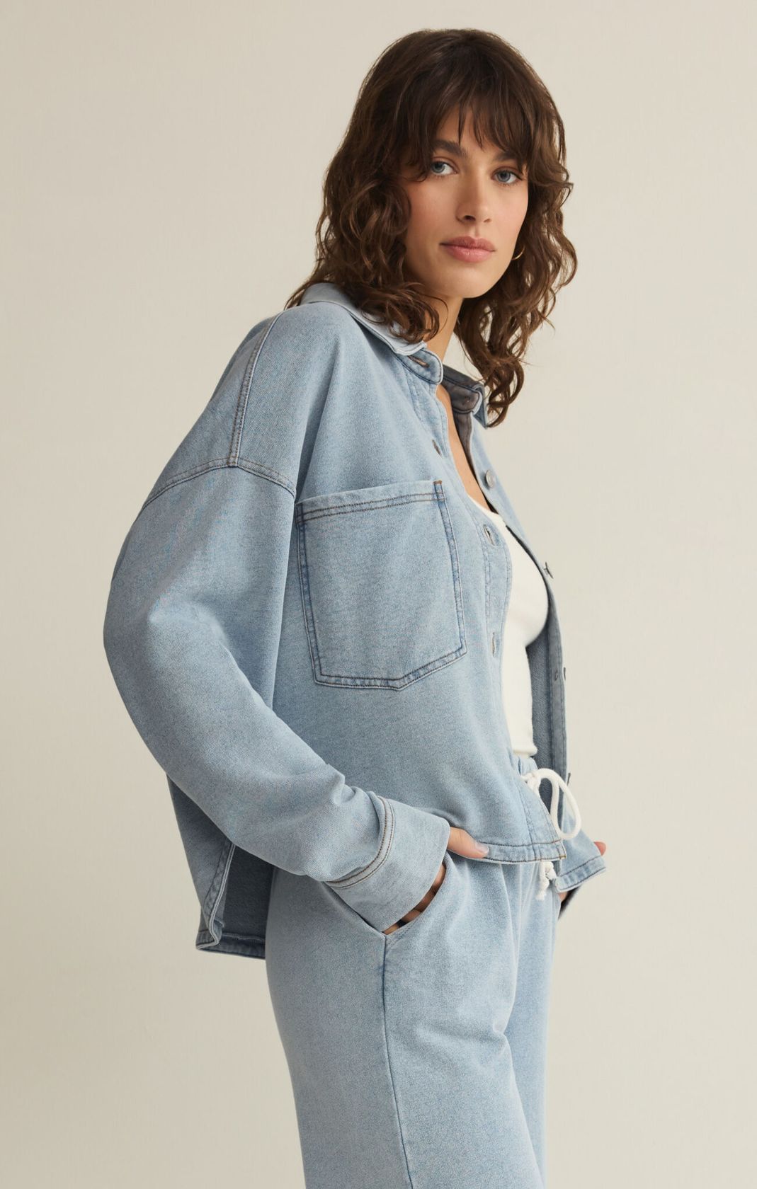 Z Supply All Day Cropped Knit Jacket - Ocean Air Indigo