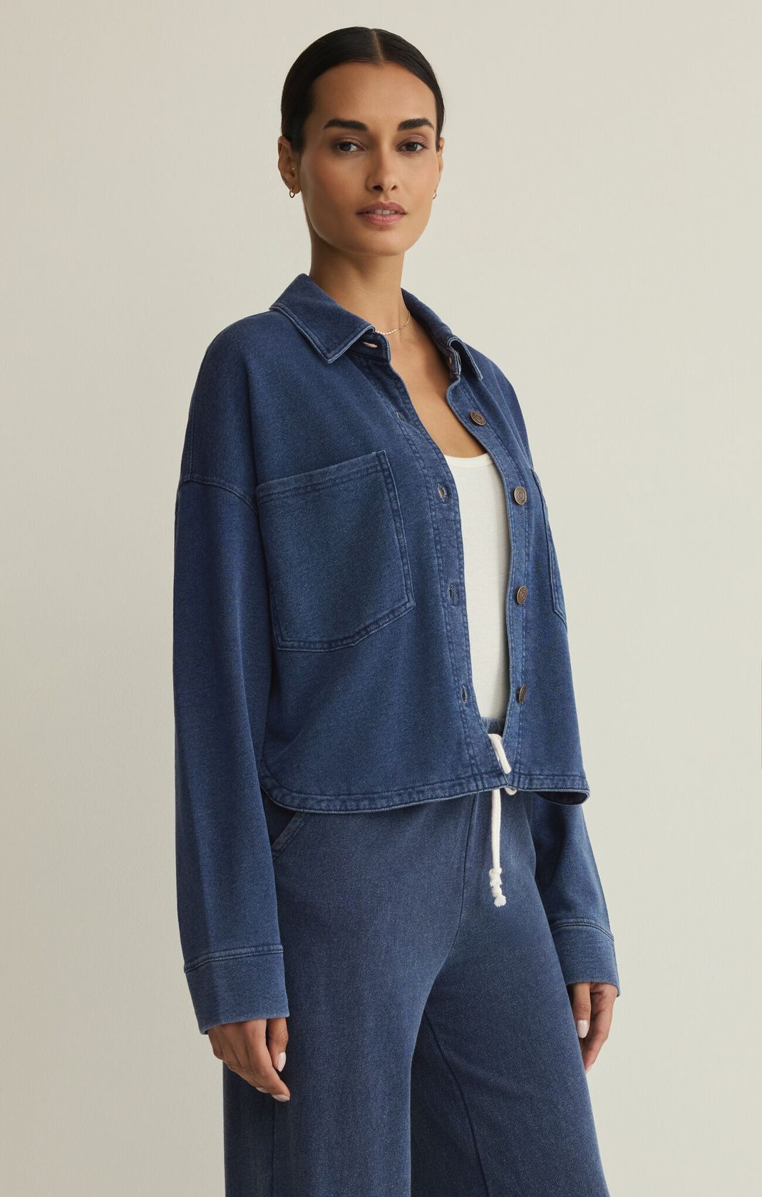 Z Supply All Day Cropped Knit Jacket - Indigo