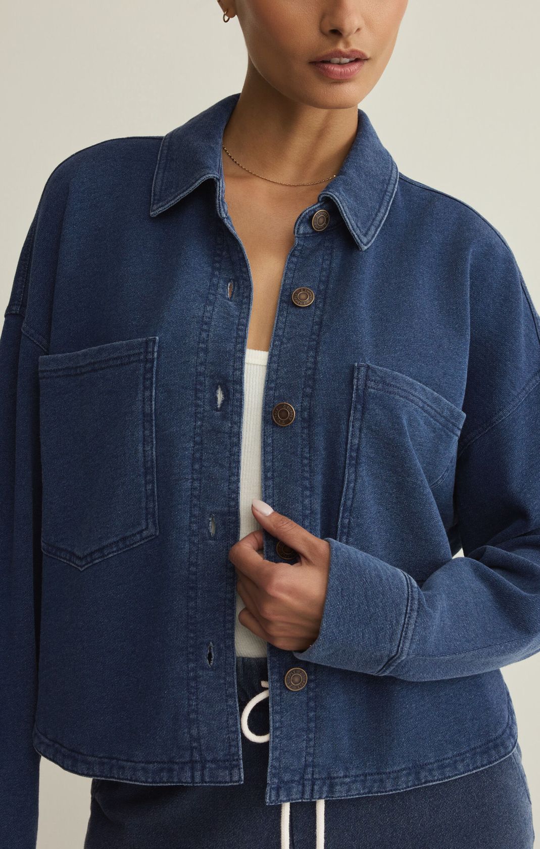 Z Supply All Day Cropped Knit Jacket - Indigo