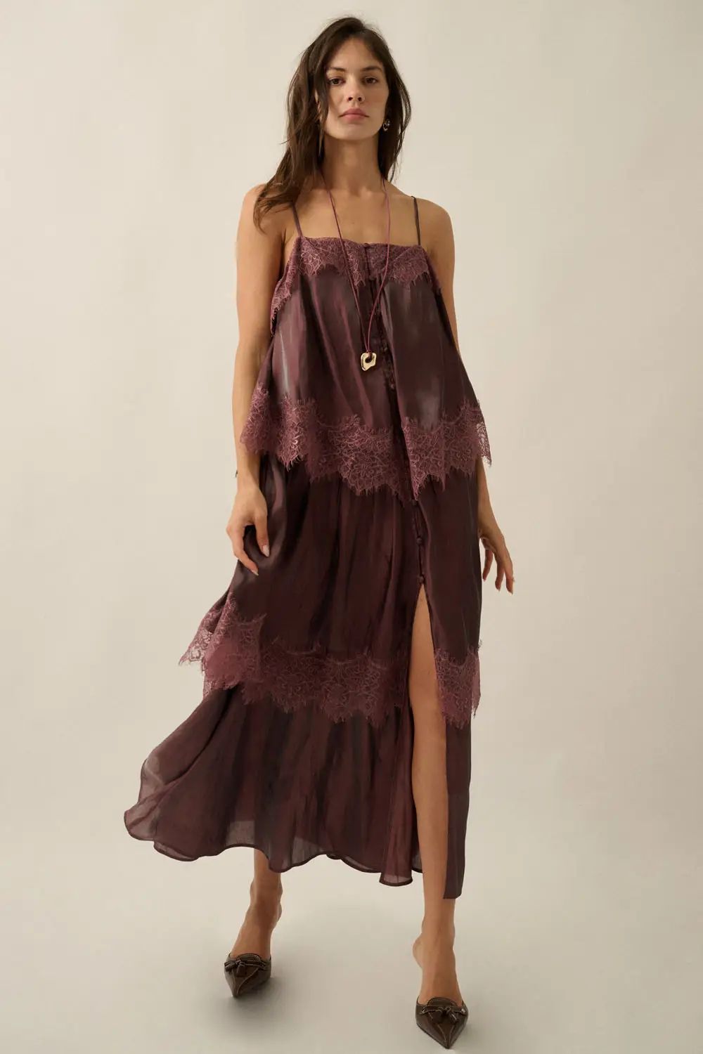Shimmer Chiffon Maxi Slip Dress