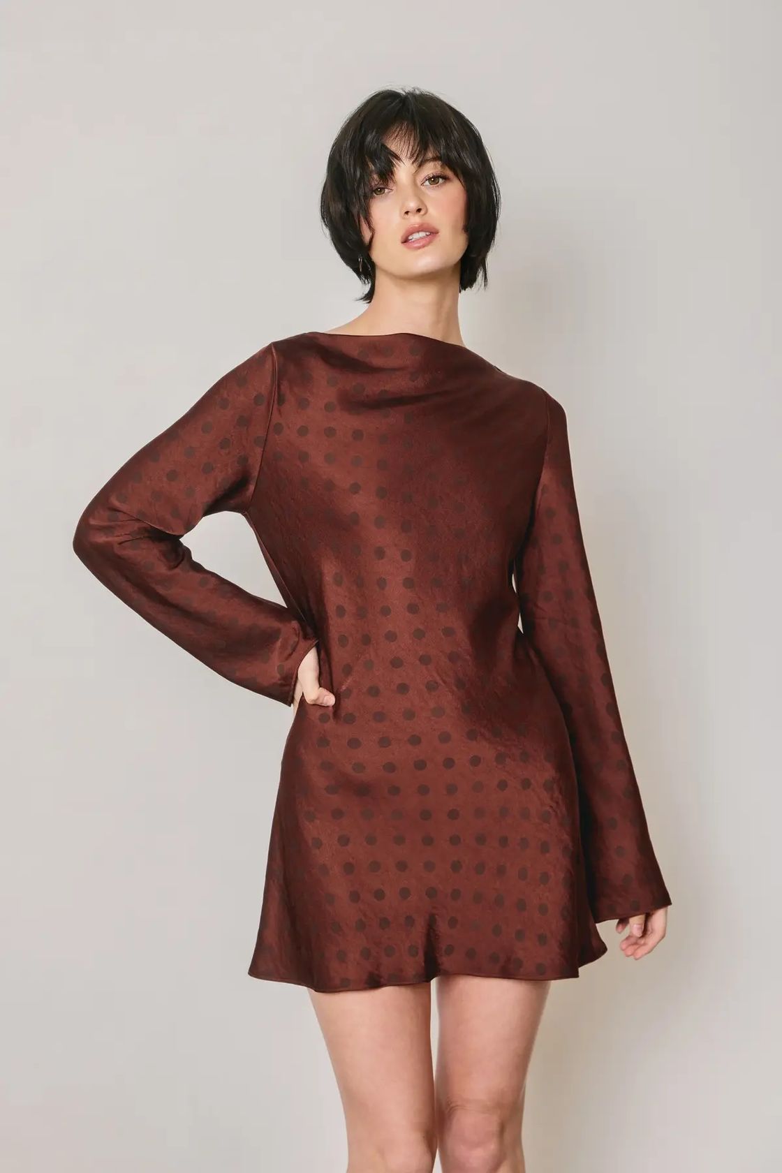Polka Dot Draped Mini Dress