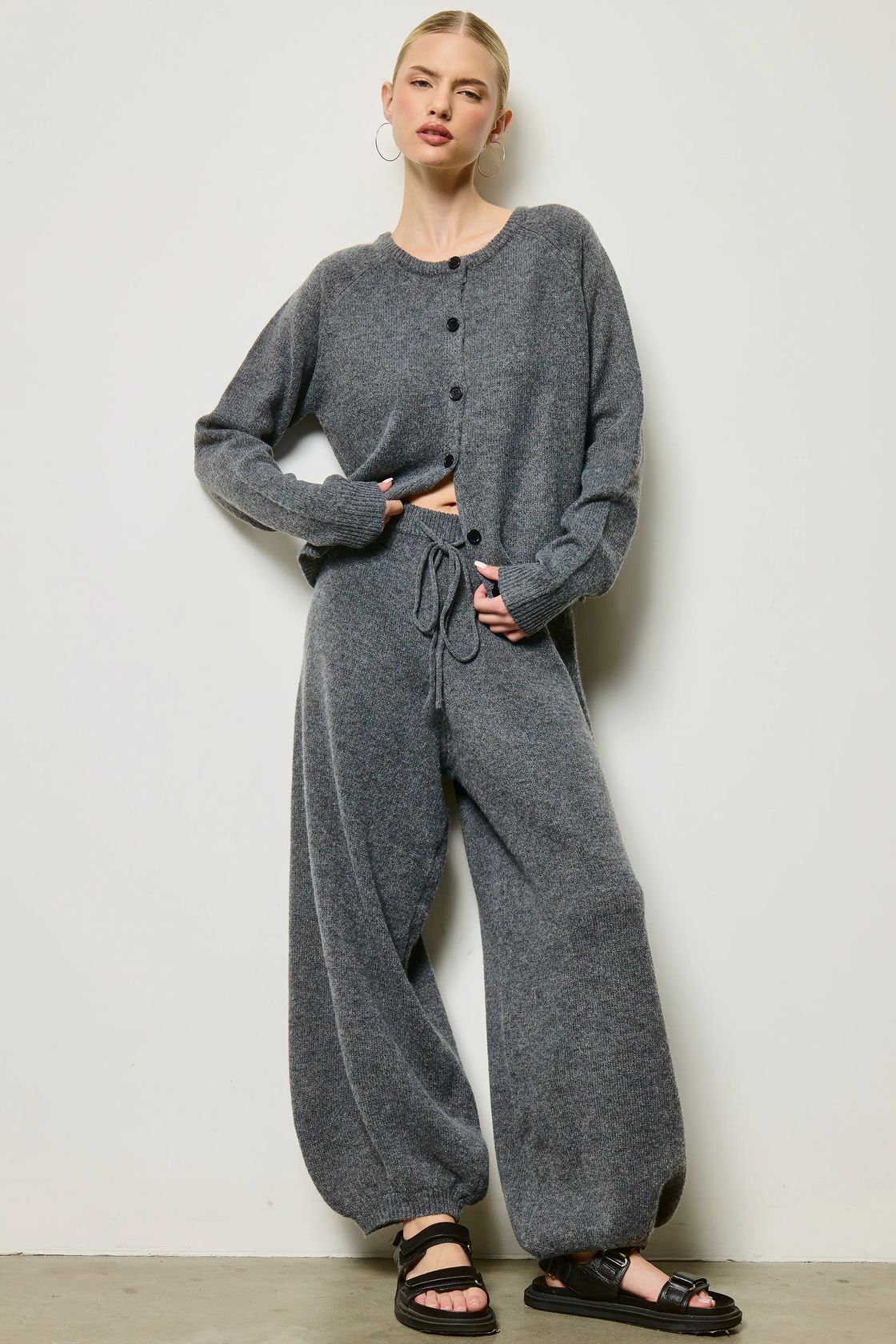 Knit Cardigan Matching Set - Shadow