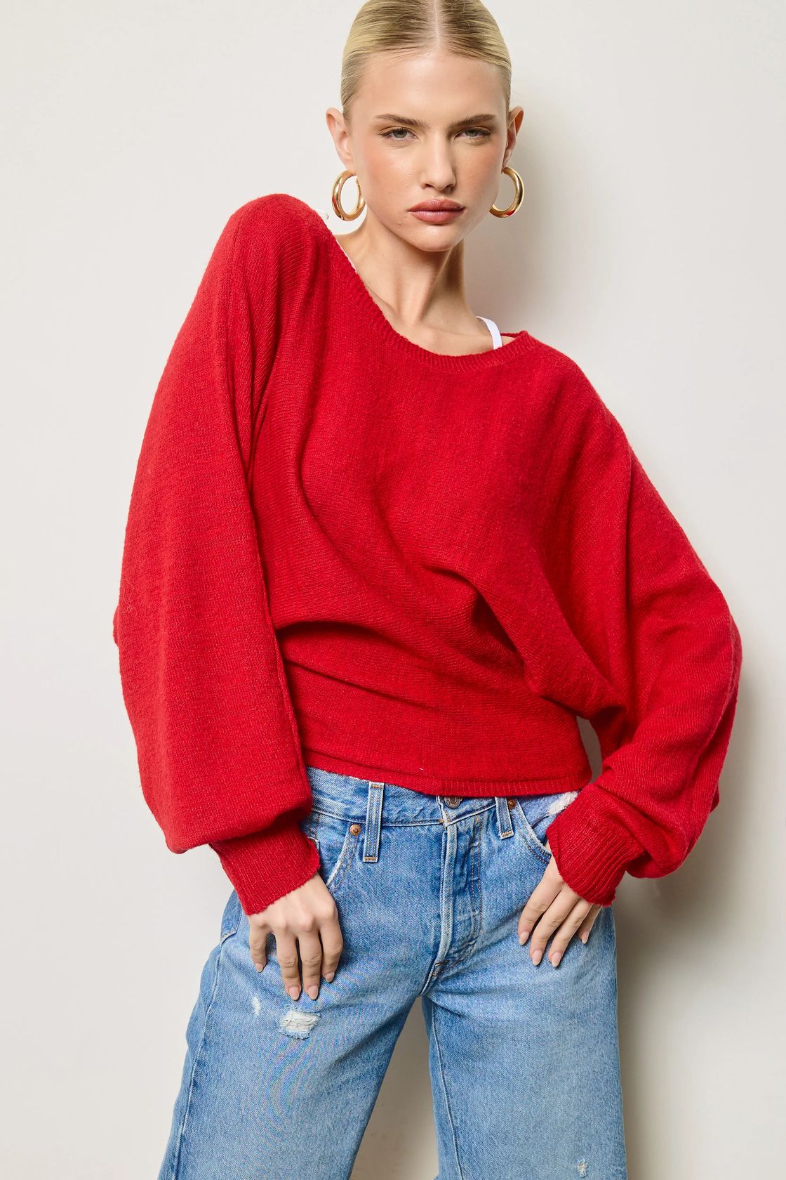 Slouchy Dolman Sleeve Knit Sweater