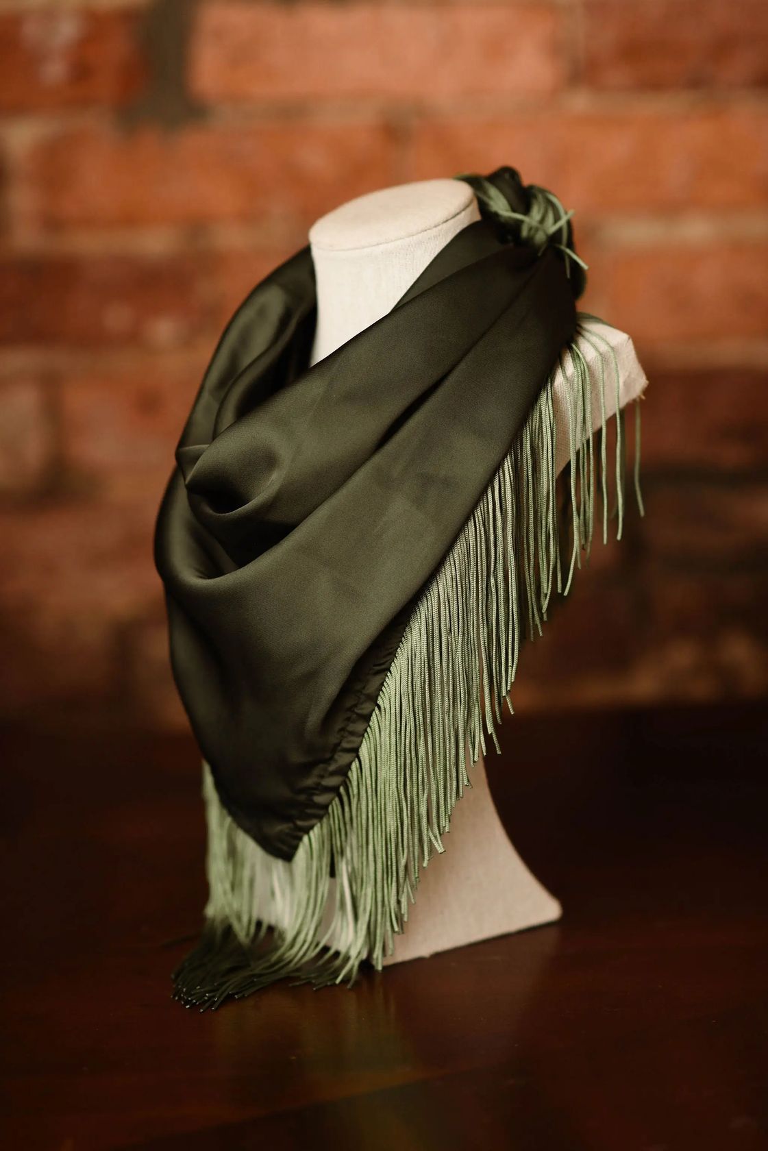 Solid Fringe Scarf - Green