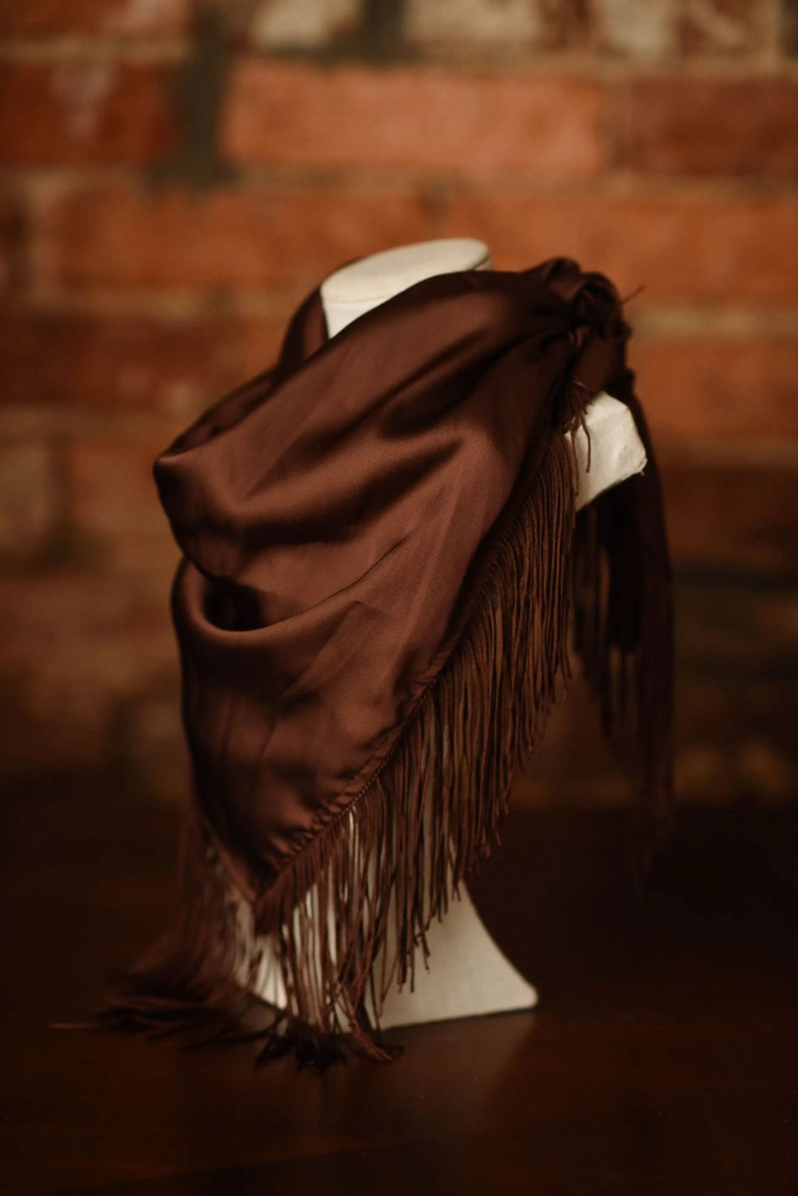 Solid Fringe Scarf - Brown