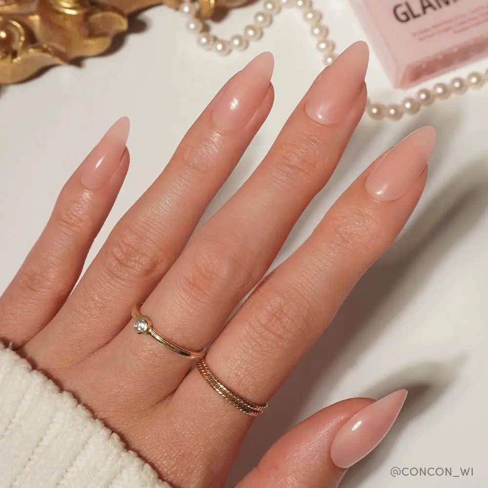 Glamnetic - Press-on Nails Medium Almond - Sheer Pink