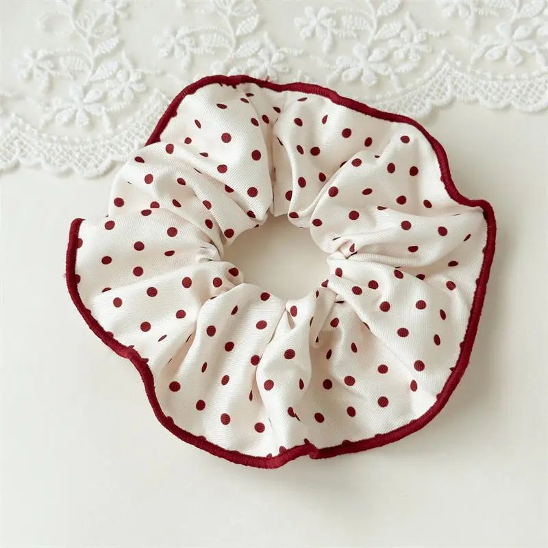 Polka Dot Scrunchie - White and Red