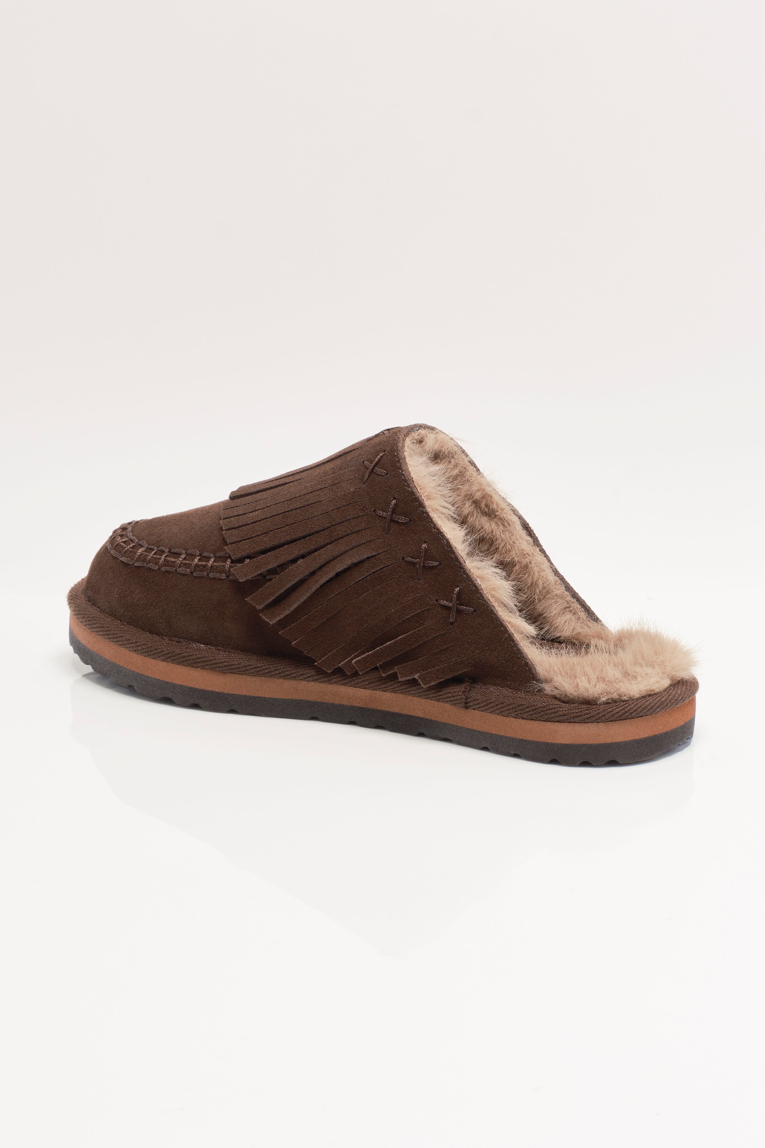 Free People - Fallon Fringe Mules - Chocolate Suede