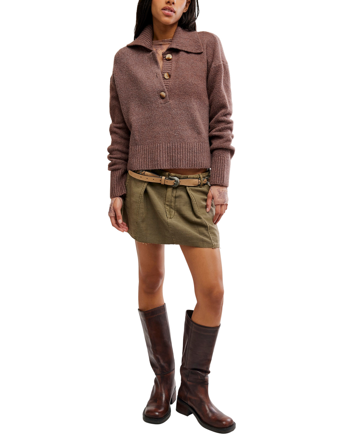 Free People Trading Up Polo - Enchanted Oak Melange
