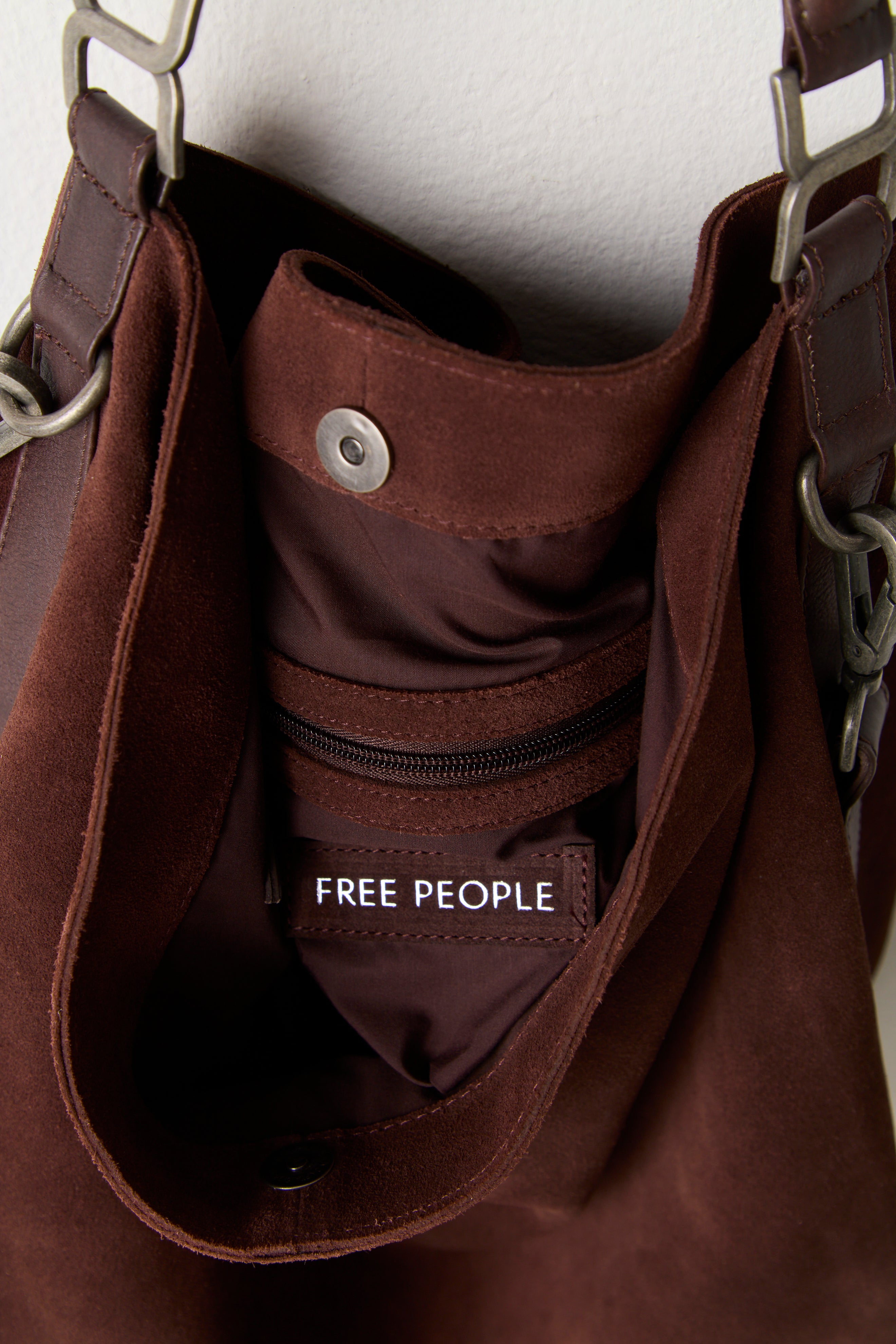 Free People Suzie Suede Slouch Tote - Espresso
