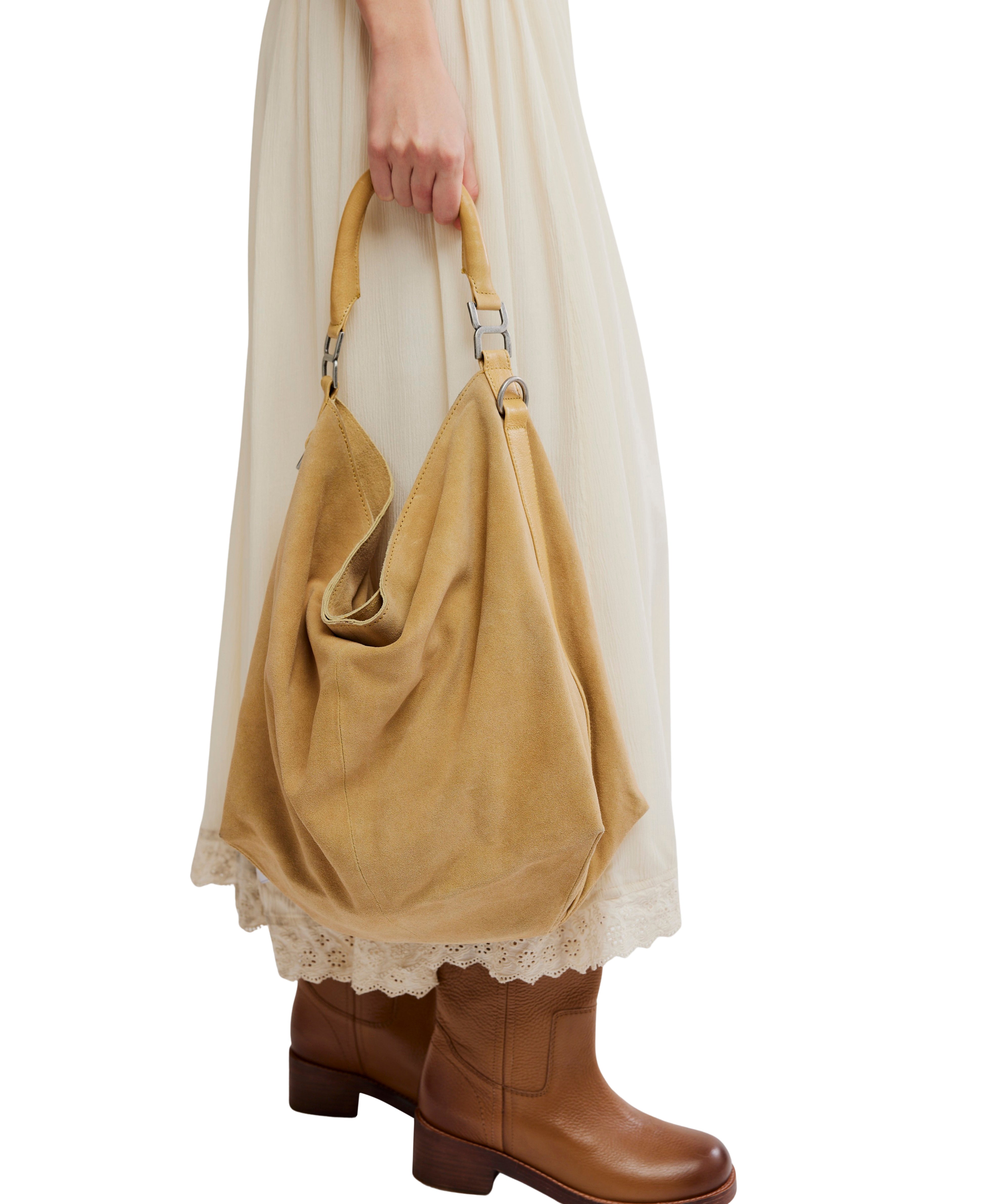 Free People Suzie Suede Slouch Tote - Harvest Gold