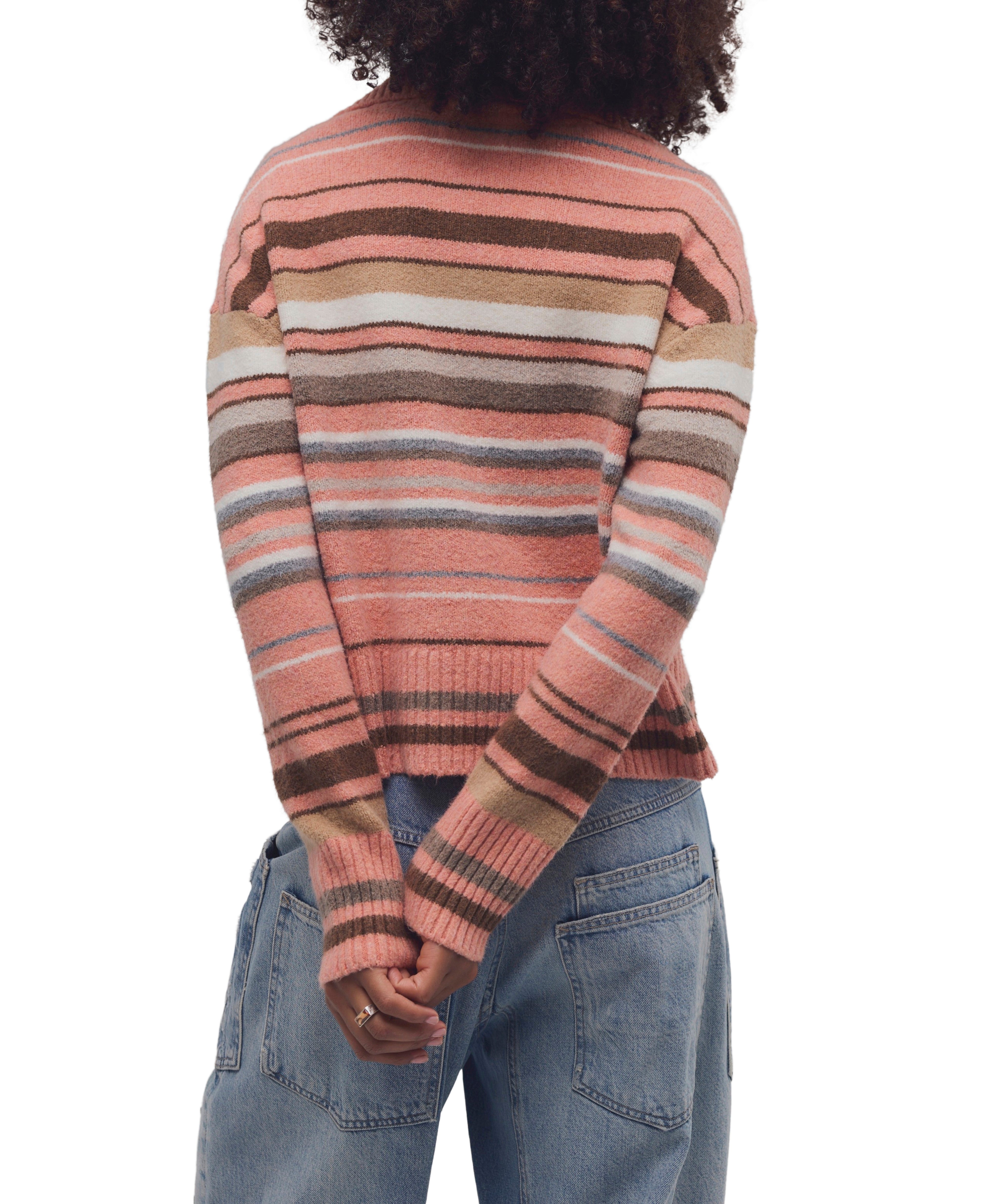 Free People - Trading Up Stripe Pullover - Peach Combo