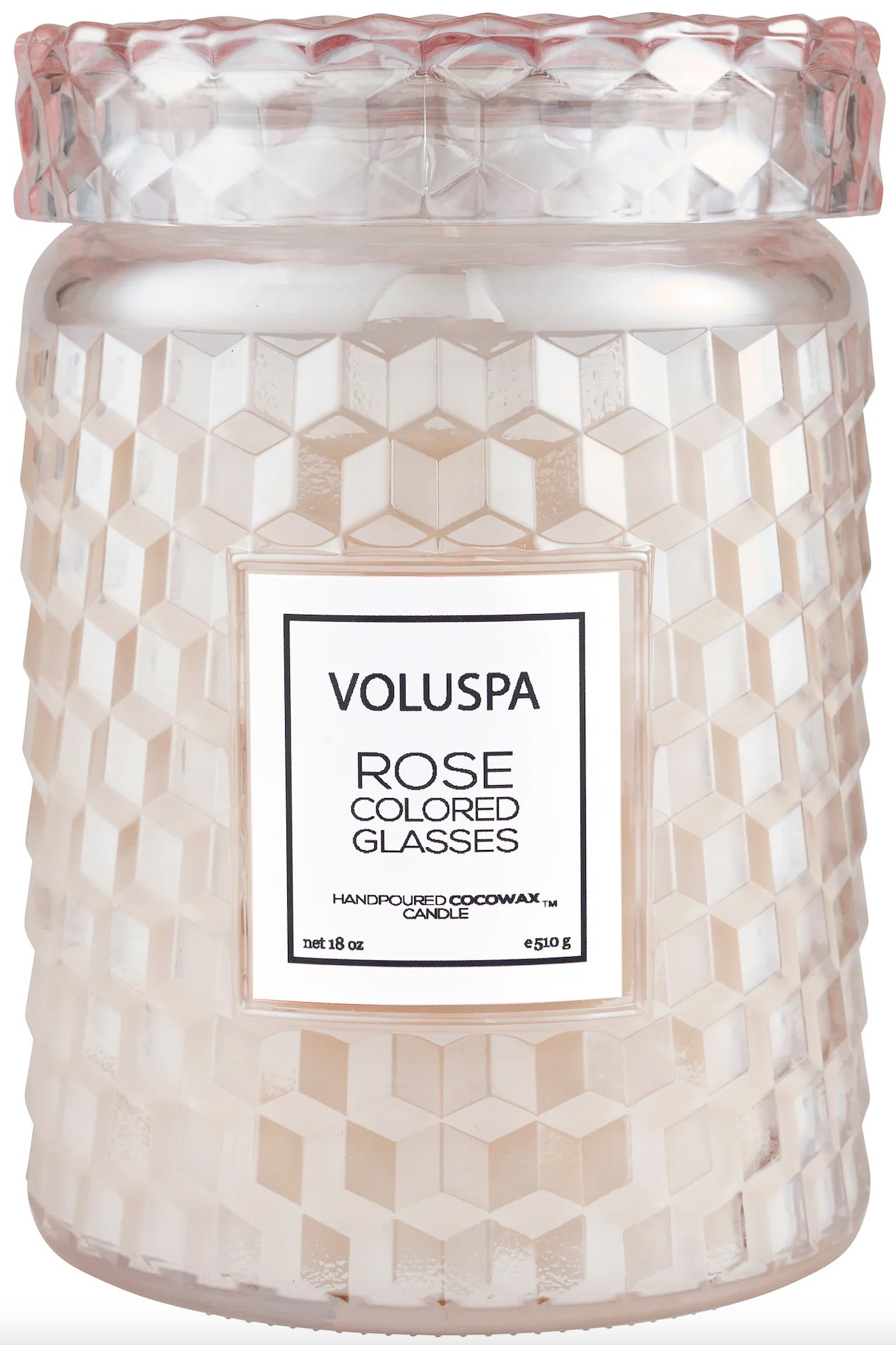 Voluspa Large Glass Jar Candle - 18 oz - ROSE COLORED GLASSES