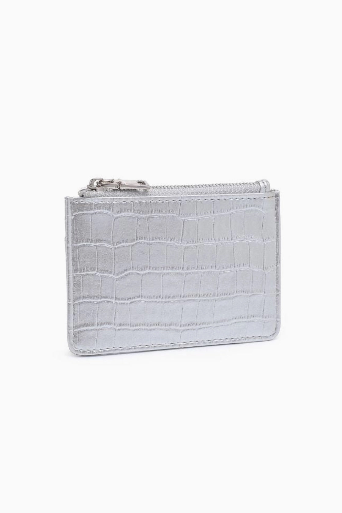 Afina Croc Card Holder Wallet - Silver