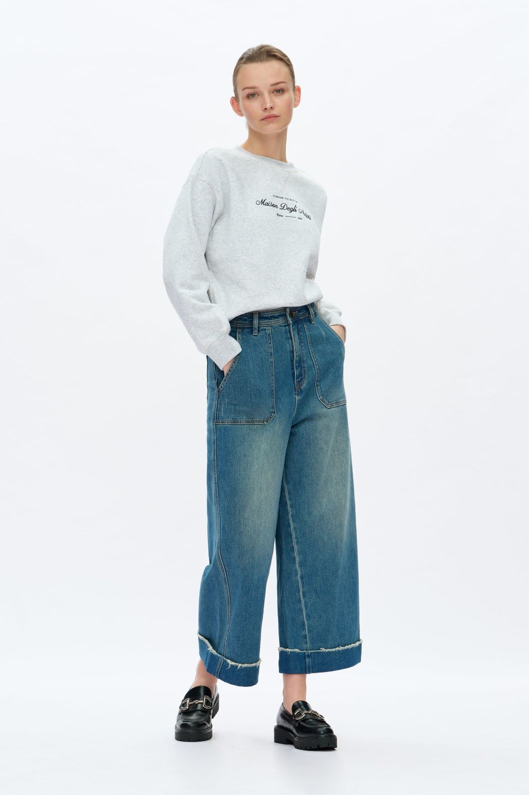 High Rise Wide Leg Jeans - Vintage Medium Blue