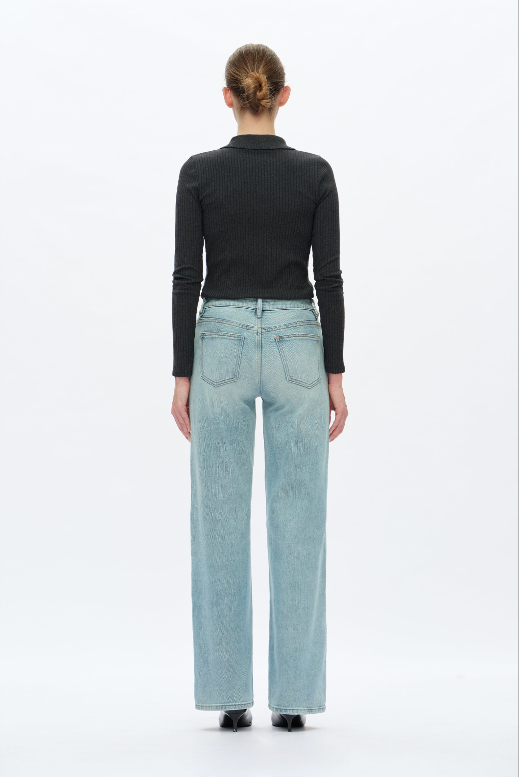 Low Rise Straight Leg Jeans - Retro Light Blue