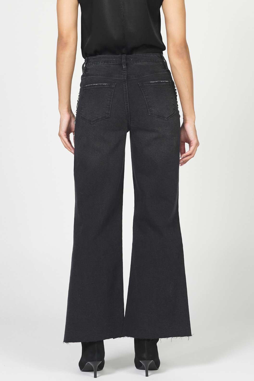 Fiona High Rise Wide Leg Jeans - Black Sparkle