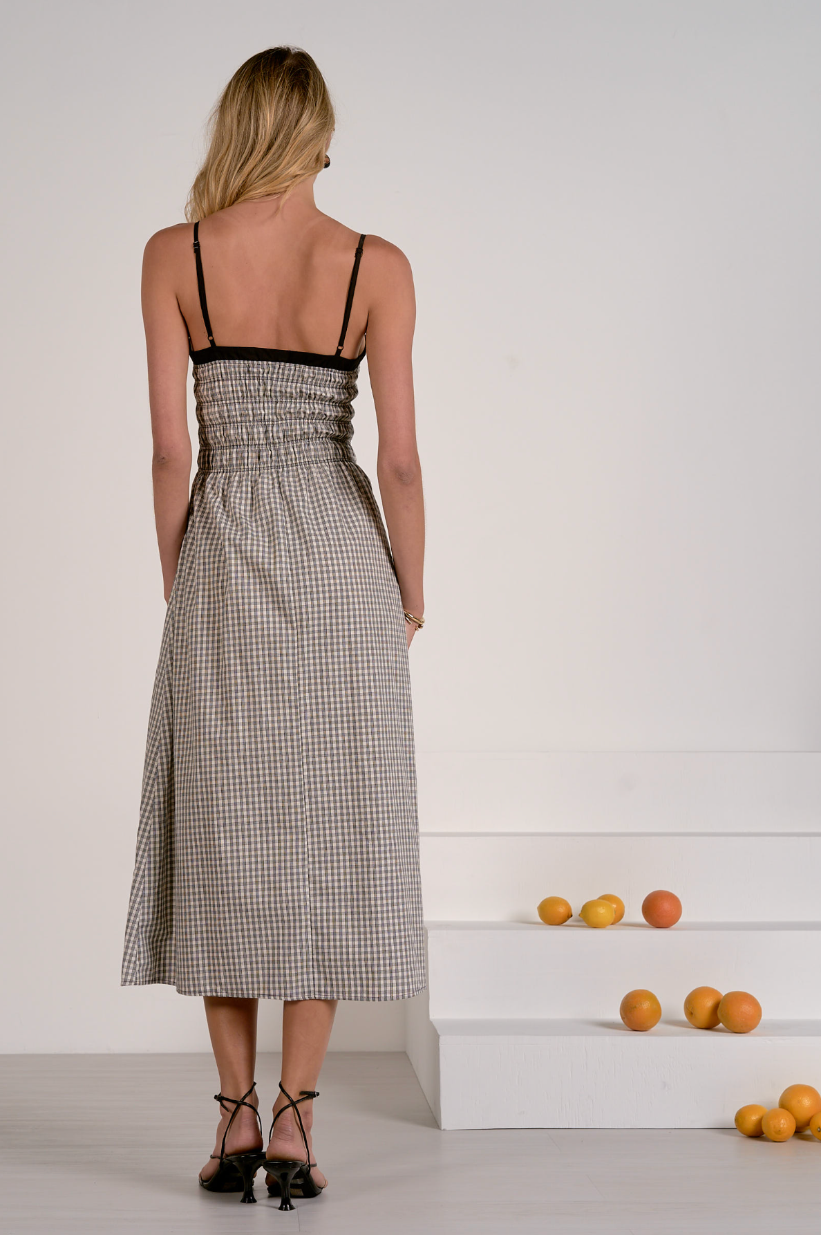 Gingham Print Midi Dress