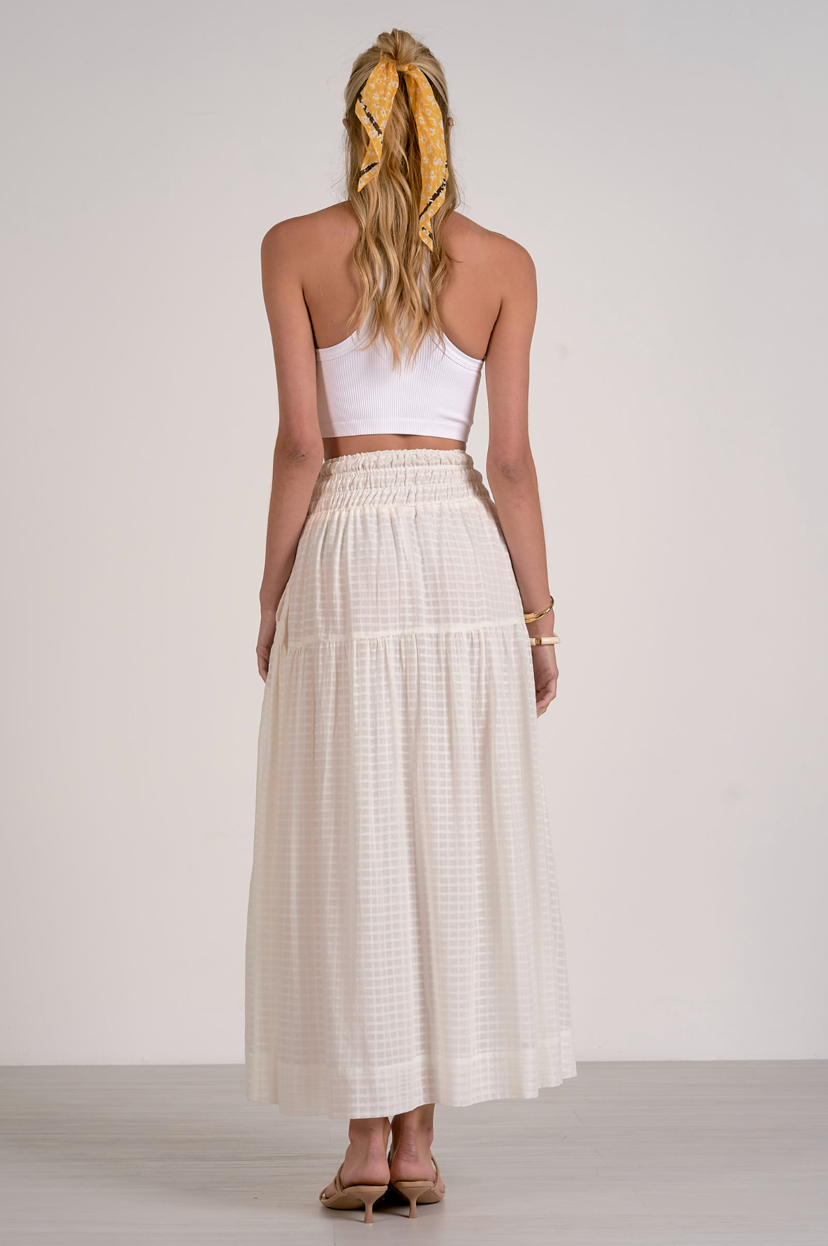 Linen Summer Maxi Skirt - White