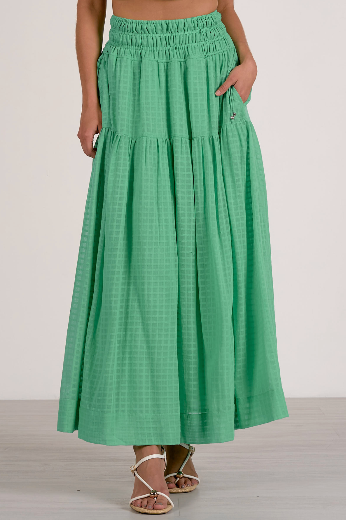 Linen Summer Maxi Skirt - Mint