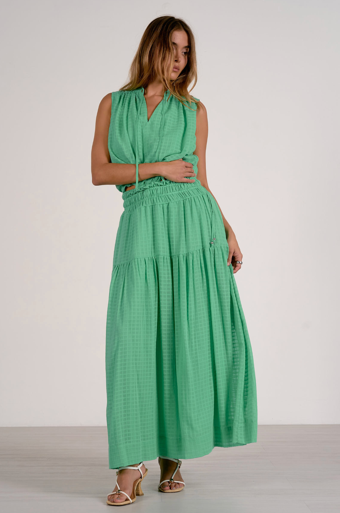 Linen Summer Maxi Skirt - Mint