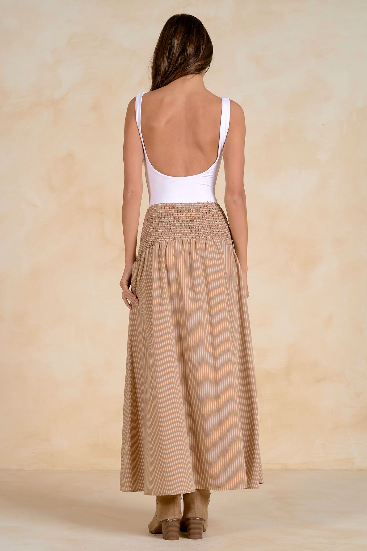 Claudia Maxi Skirt - Tan Stripe