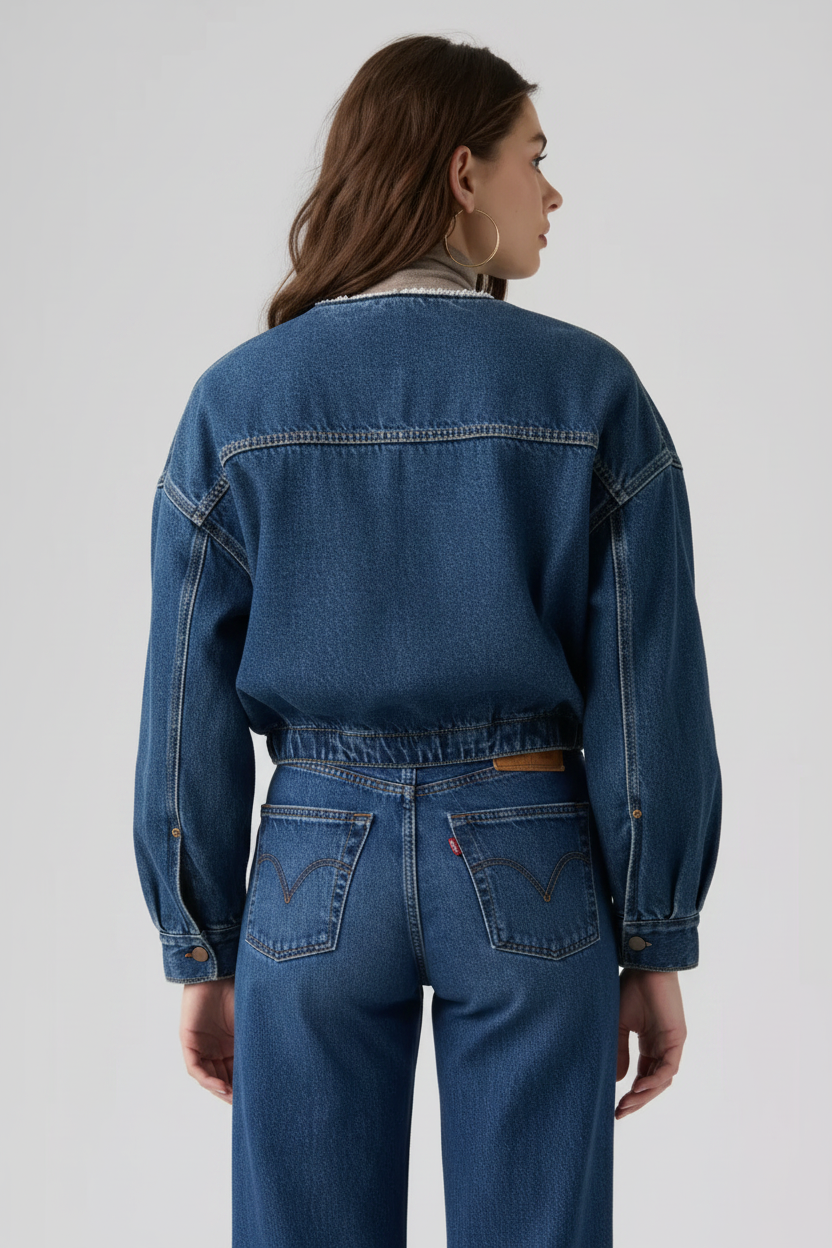 Levi's - Collarless Crop Sherpa Trucker Jacket - Rogue Rum