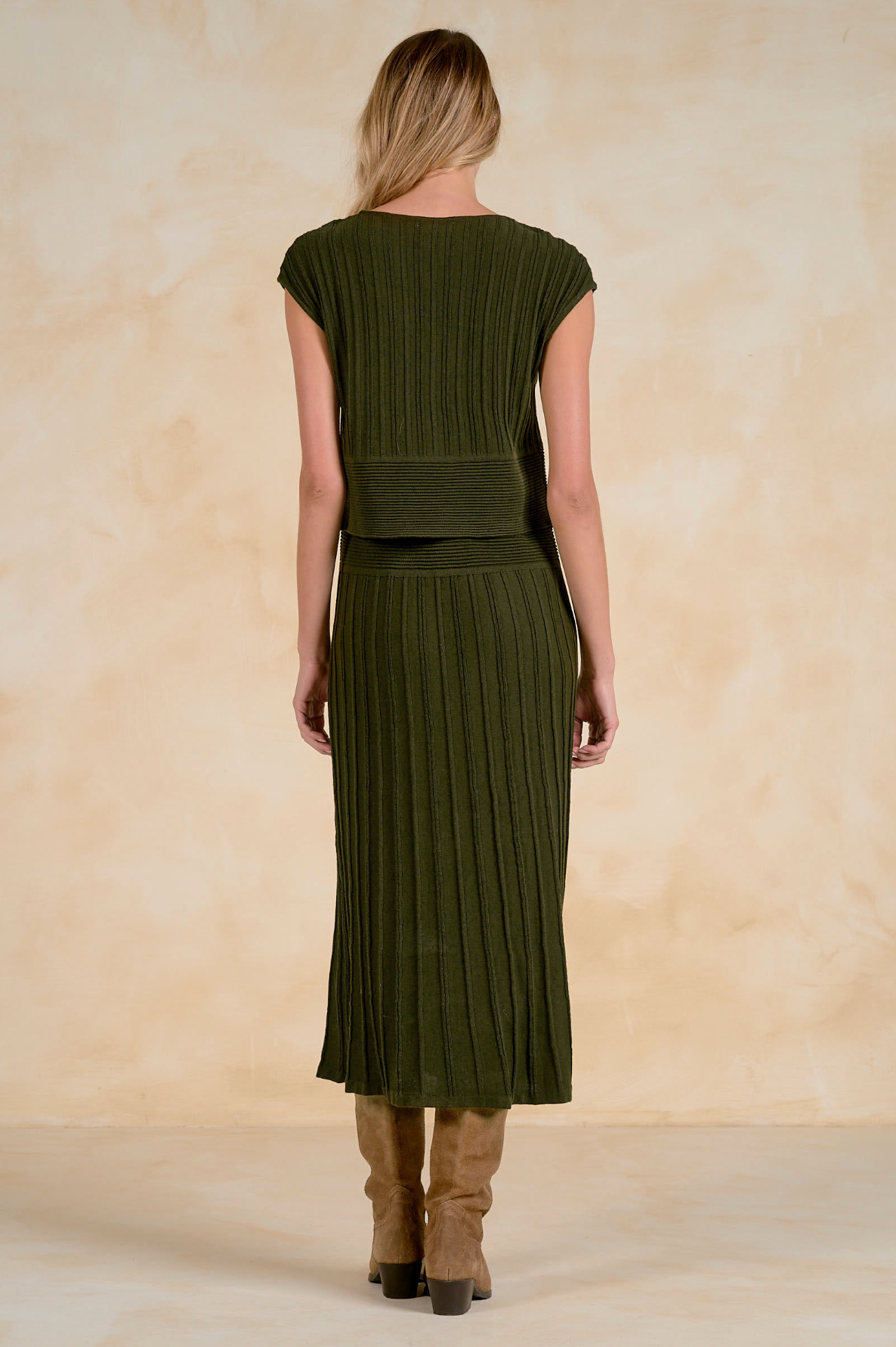 Amelia Knit Midi Dress - Olive