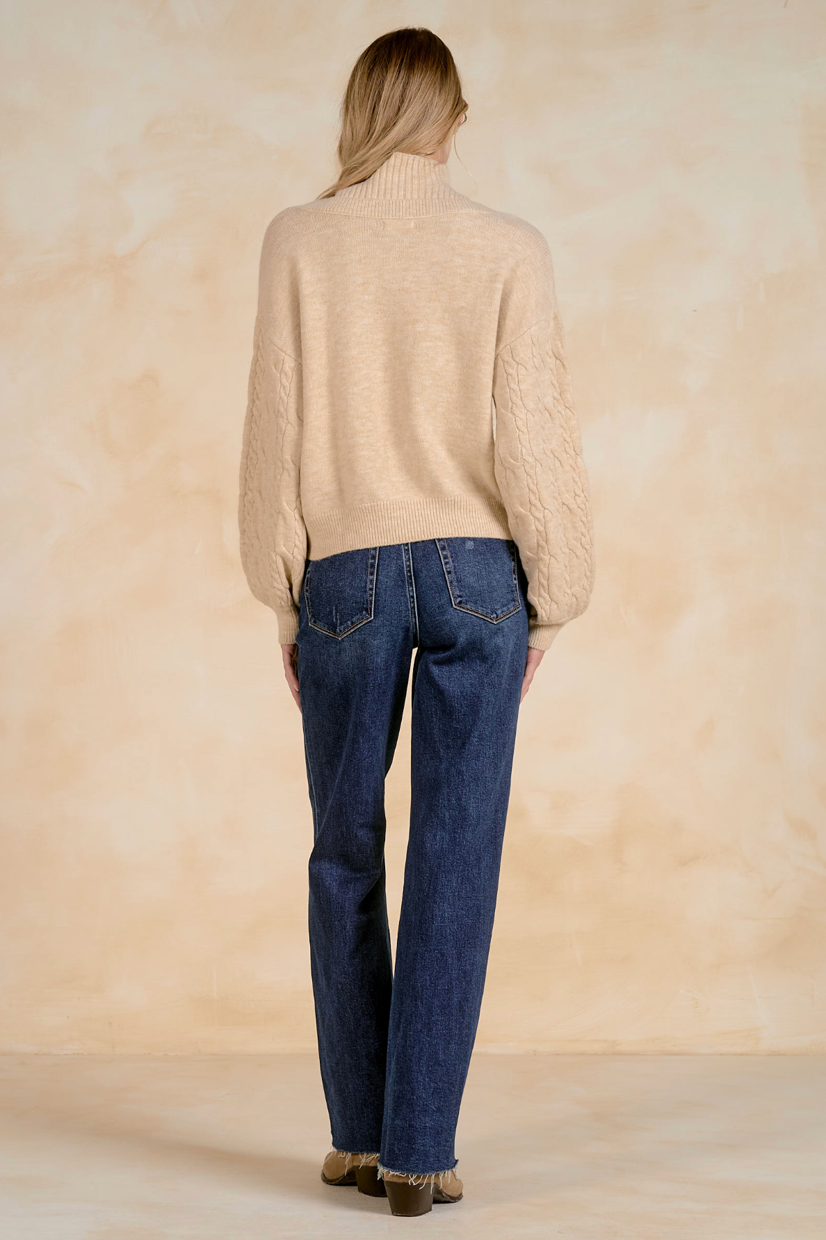 Double Layered Turtleneck Sweater - Stone