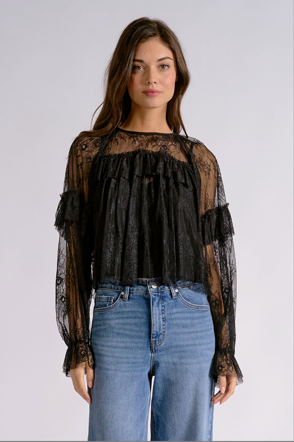 Riley Ruffle Top - Black