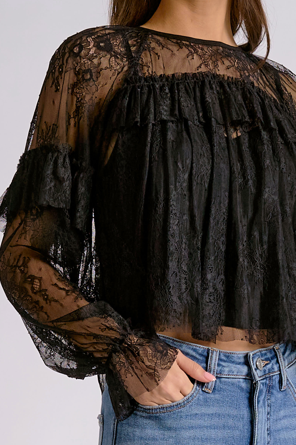 Riley Ruffle Top - Black
