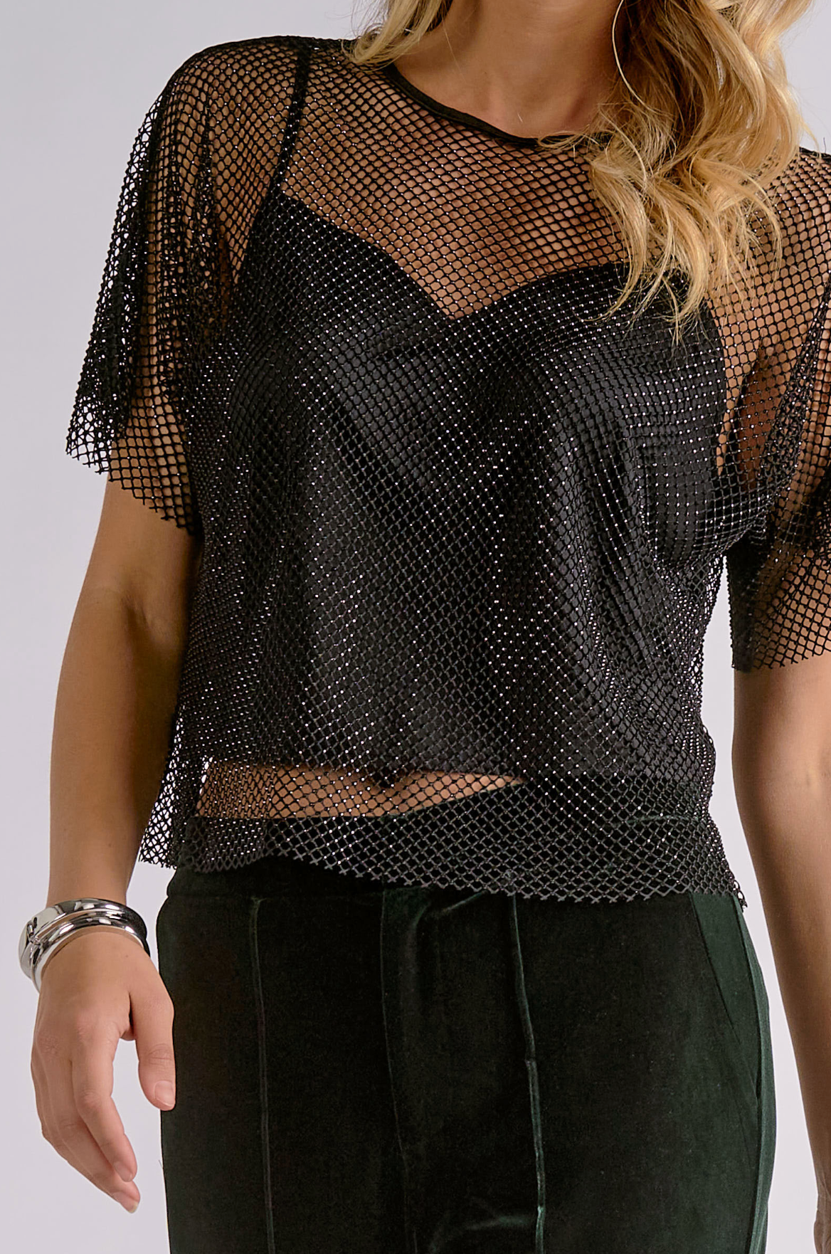 Sequin Layered Top - Black