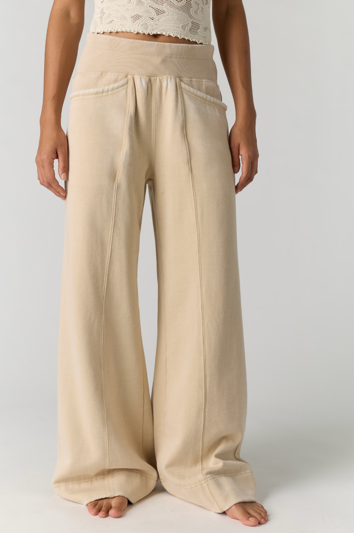 Free People - Slow It Down Wide Leg Sweatpants - Morning Oat