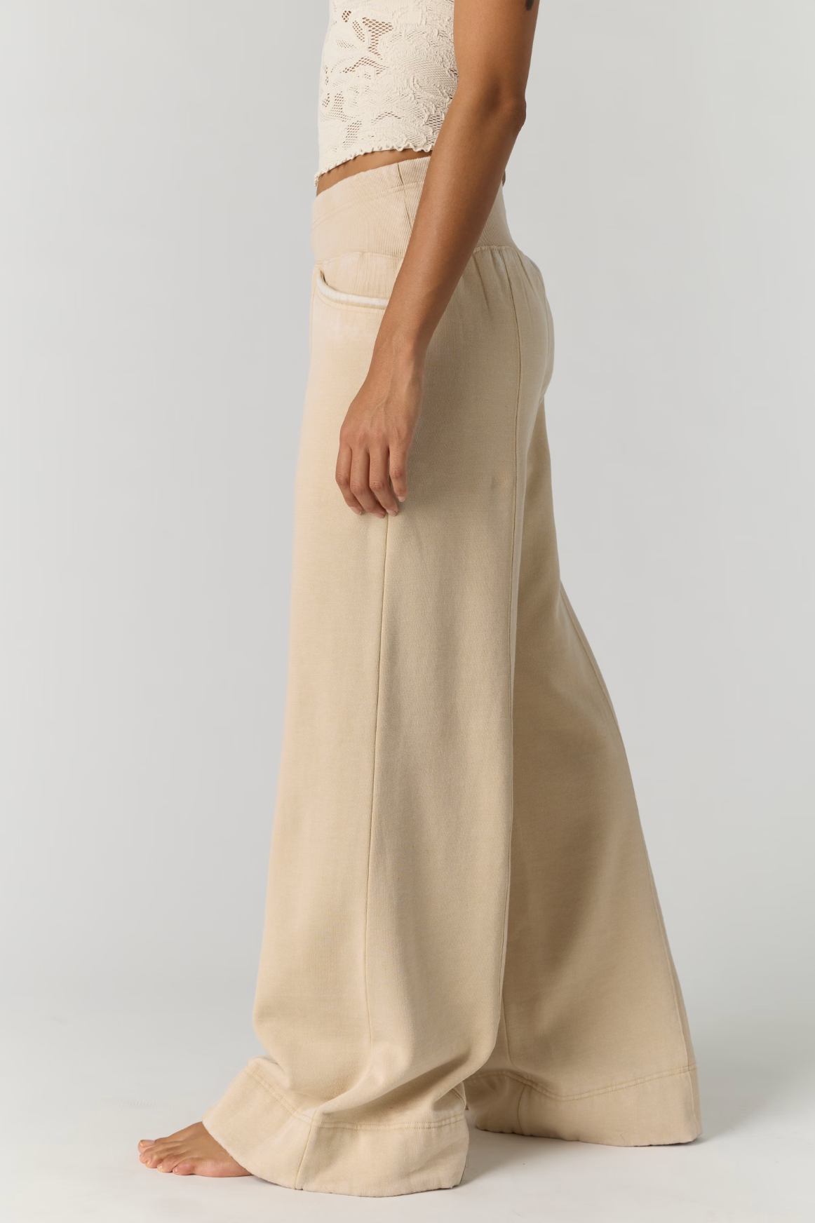 Free People - Slow It Down Wide Leg Sweatpants - Morning Oat