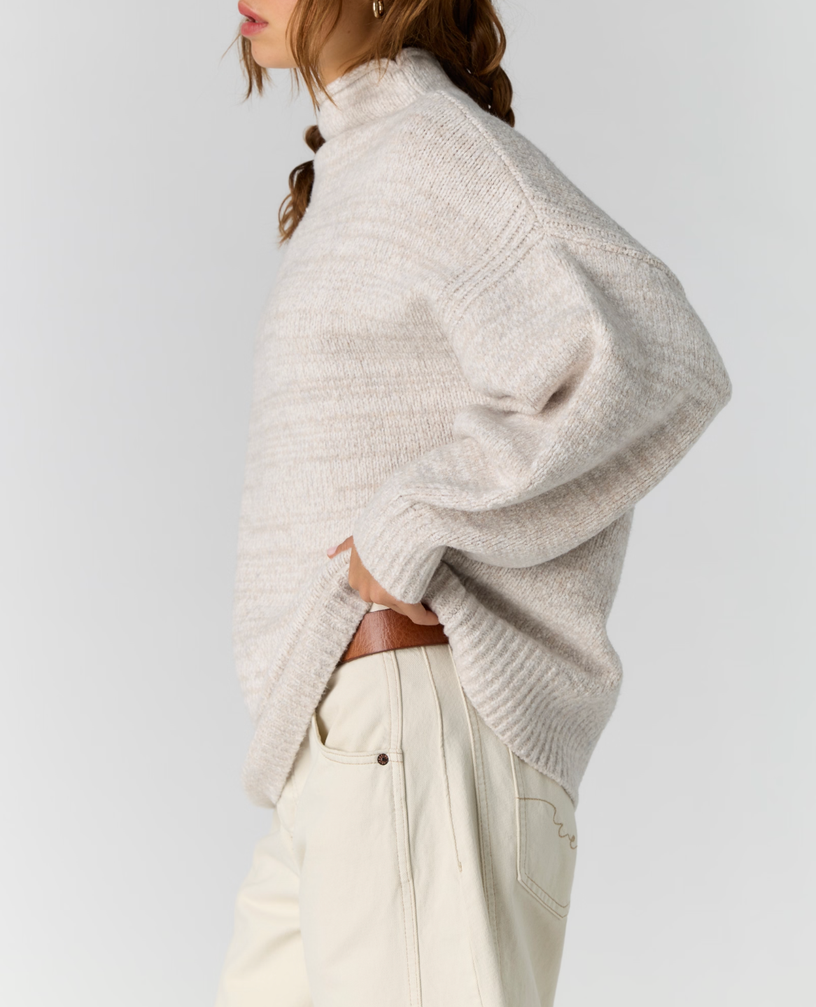 Free People - Beaumont Tunic Sweater - Feather Grey Melange