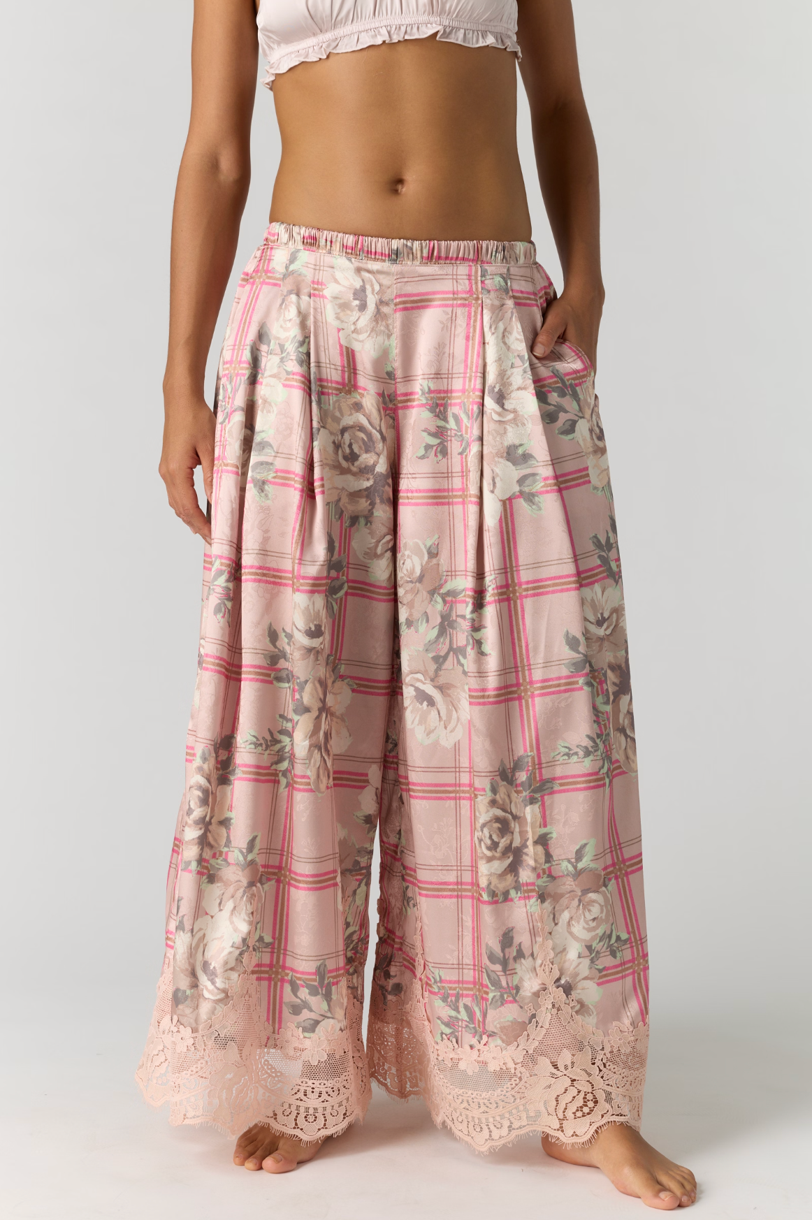 Free People - Midnight Magic Pant - Pink Plaid Combo