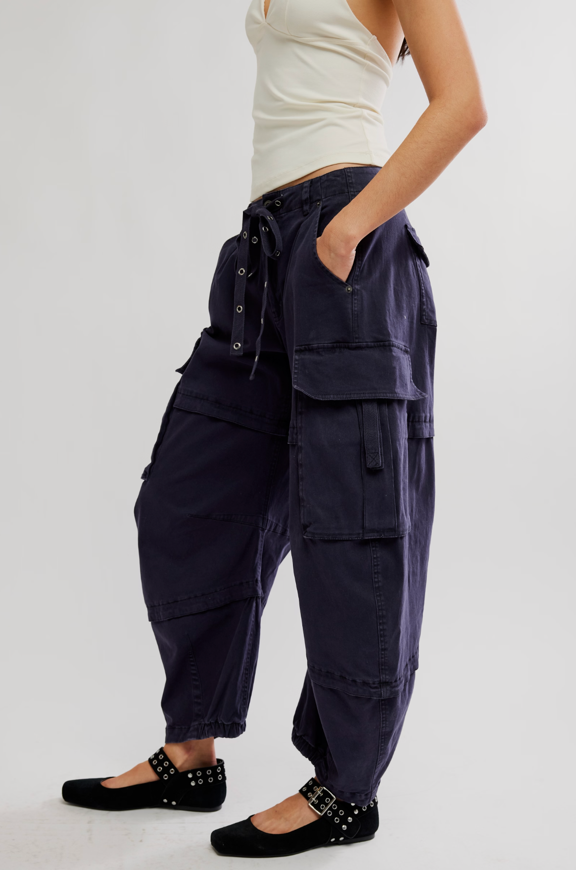 Free People - Reef Curved Cargo Pants - Black