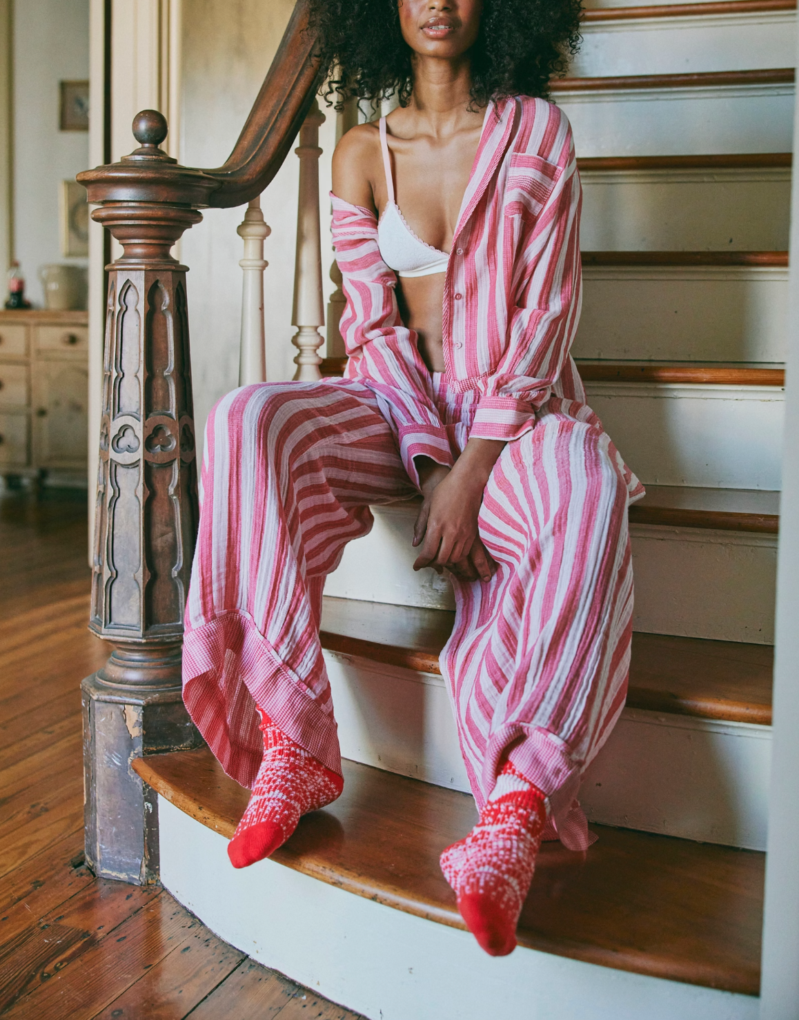 Free People - One And Done PJ Pant - Red Combo