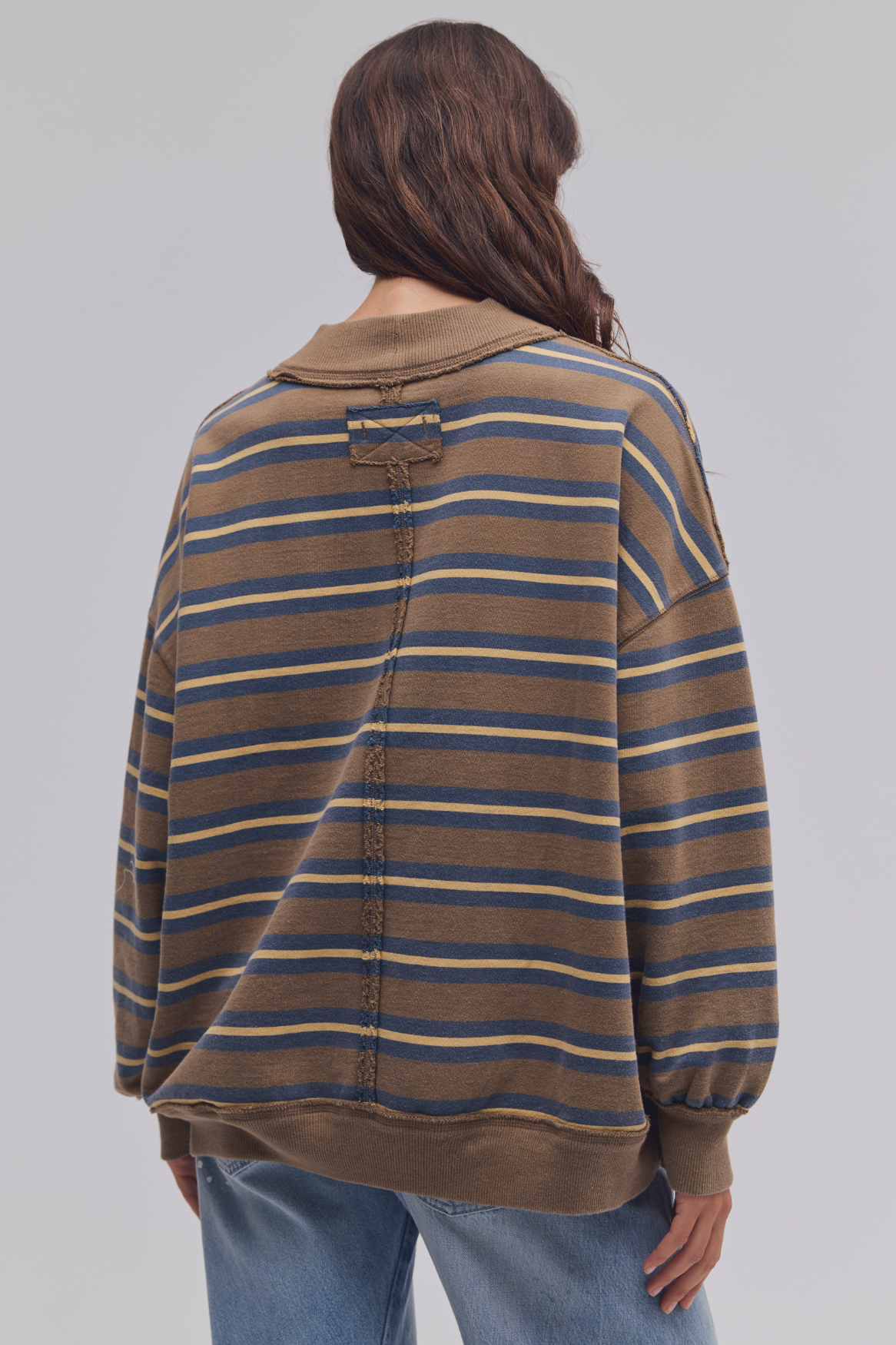 Free People - Palm Spring Striped Sweatshirt - Army Combo